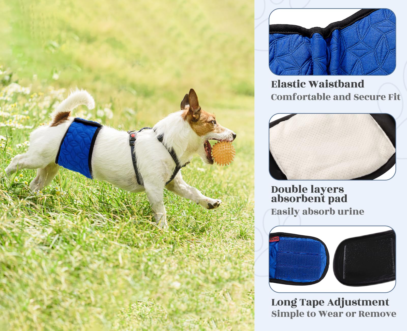 Mkono Male Dog Belly Band Wraps Washable Dog Diapers Male for Small and Medium Dogs (3 Pack), Waist 13 Inches to 17 Inches