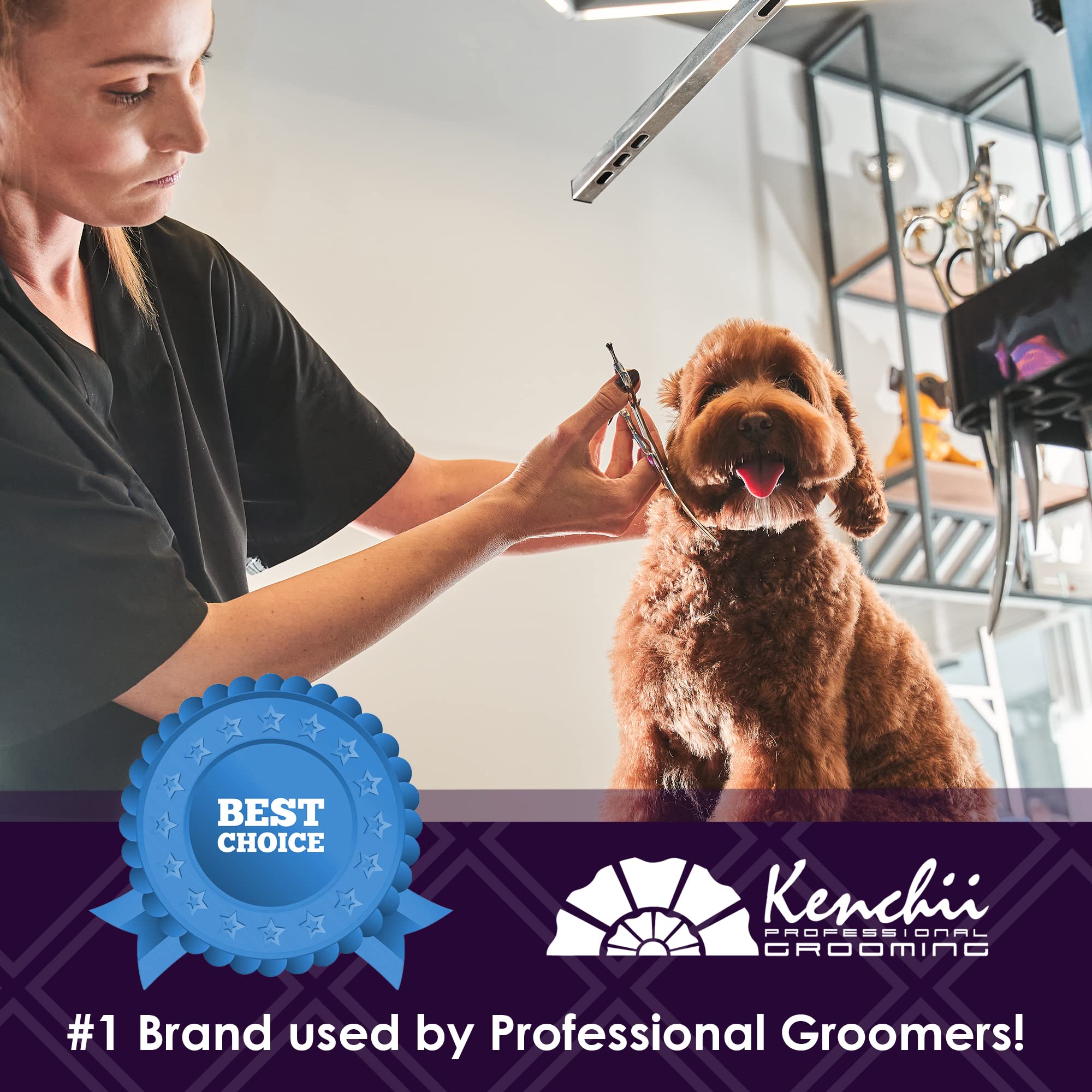 Kenchii Scorpion 7 Inch, Curved Grooming Scissors For Dogs And Pets - Premium Steel Scissors For Dog Grooming - Dog Shears Pet G