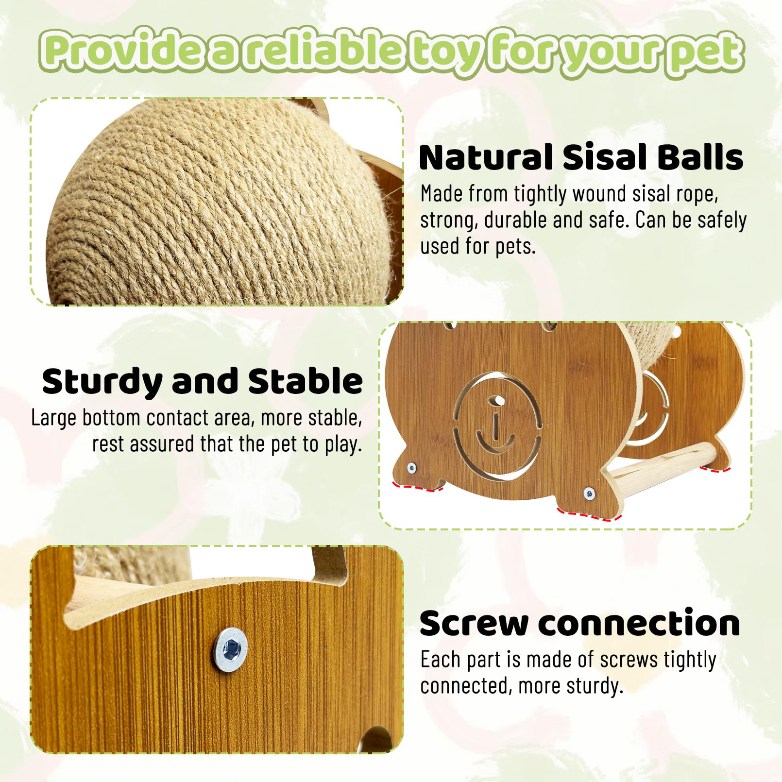 Fhiny Rabbit Scratch Toy, Natural Sisal Bunny Toy Scratching Ball Cute Sisal Bunny Claw Scratcher Ball Rabbit Enrichment Interac