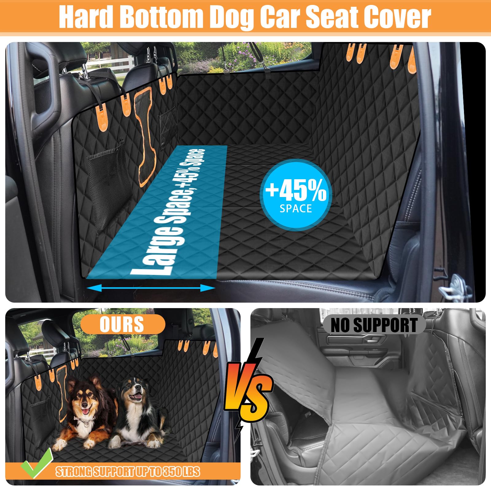 Serpro Truck Back Seat Extender For Dogs - Large Size, Hard Bottom Dog Seat Cover, Pet Hammock, Waterproof Bed Mattress, Backsea