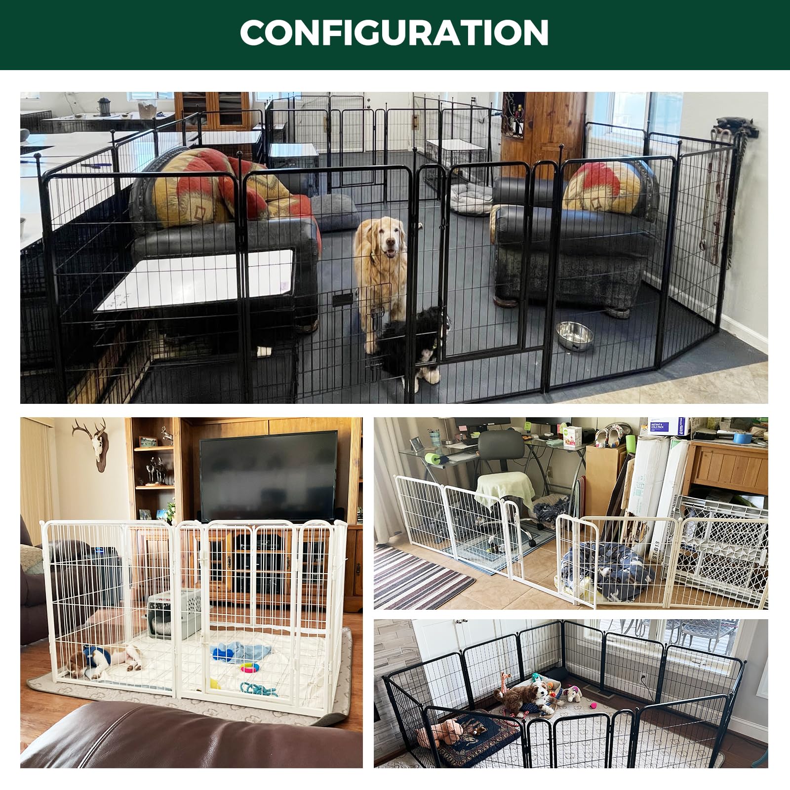 Fxw Homeplus Indoor Dog Playpen - Stress-Free And Safe Play, 45 Inch 12 Panels For Large Dogs, Black│Patented