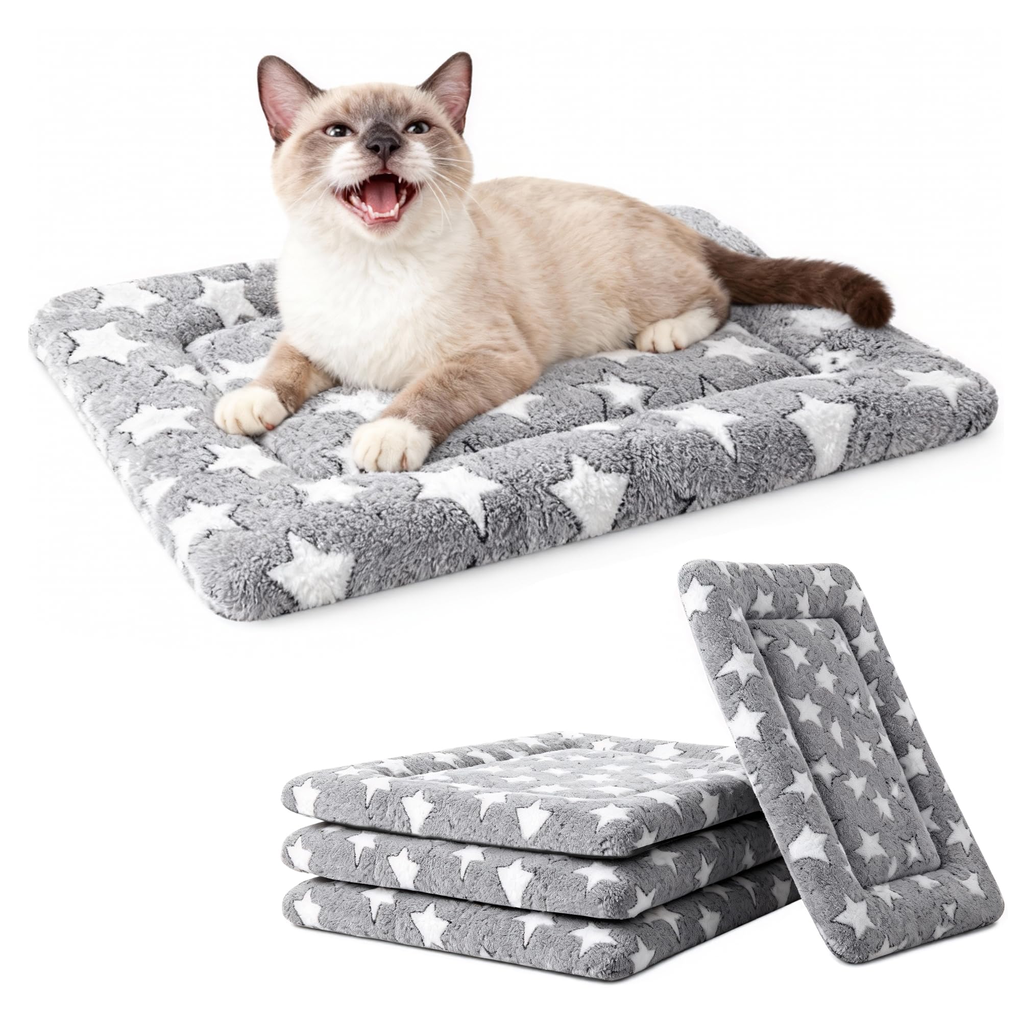 Dog Bed Mat, Reversible Crate Pads for Small/Medium/Large Dogs & Cats Sleeping, Portable & Soft, Dog Beds Crate Pad (Grey, XS(18