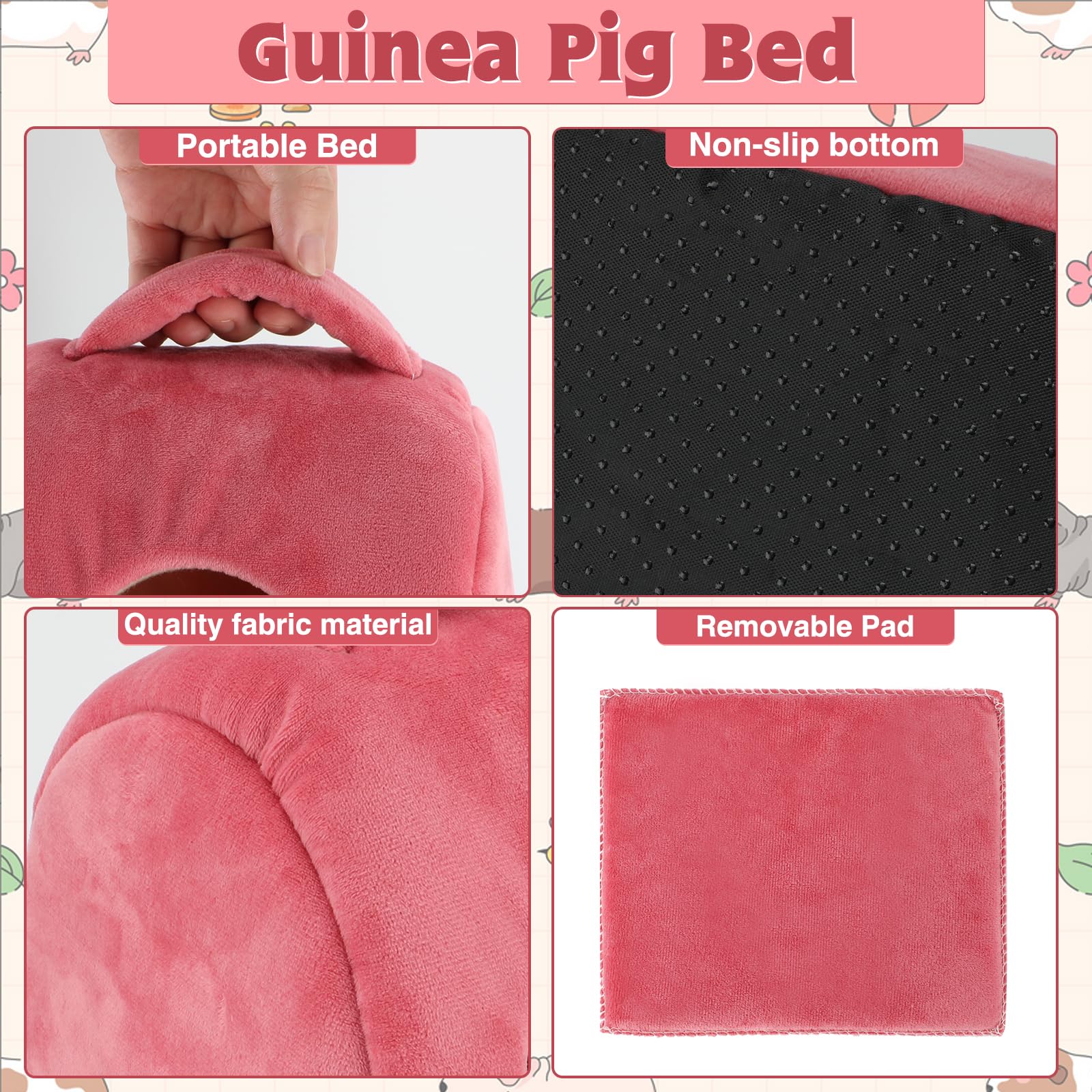 Yuepet Guinea Pig Bed 2 Pack, Washable Guinea Pig Cage Accessories Small Animal Bed Hideout For Guinea Pigs Chinchillas Hamsters