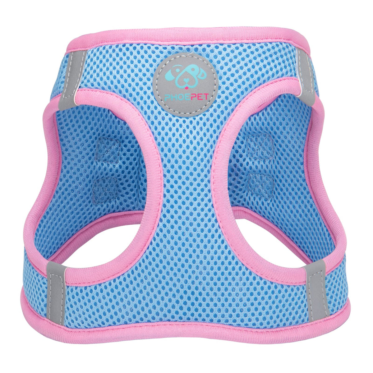 Phoepet Step-In Dog Harness,Reflective Adjustable Dog Vest Harness, Soft Pet Walking Jacket With 2 Metal Leash Hooks For Dog And Cat(Baby Blue Base & Pink Straps,M)