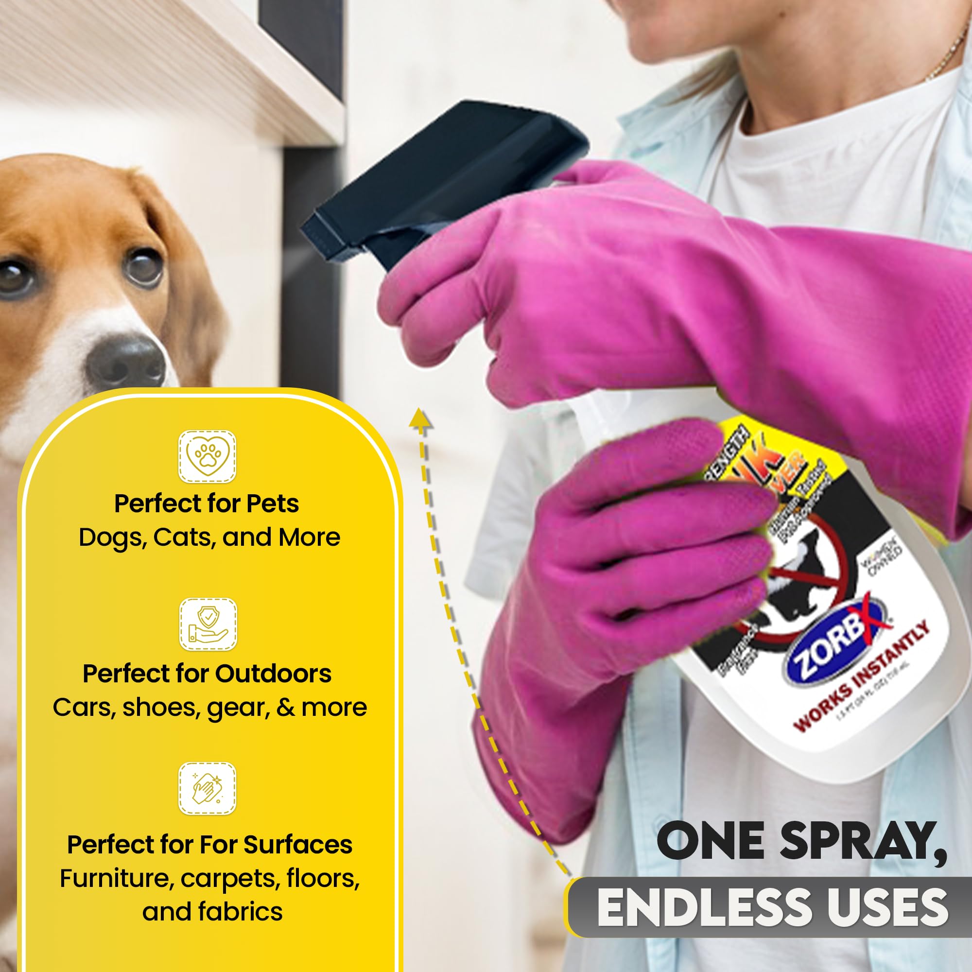 Zorbx Unscented Skunk Odor Remover Spray - Fast Acting Skunk Smell Removal | Extra Strength Skunk Odor Eliminator For Dogs, House, Home, Car, Clothes & Furniture (24 Fl Oz.)