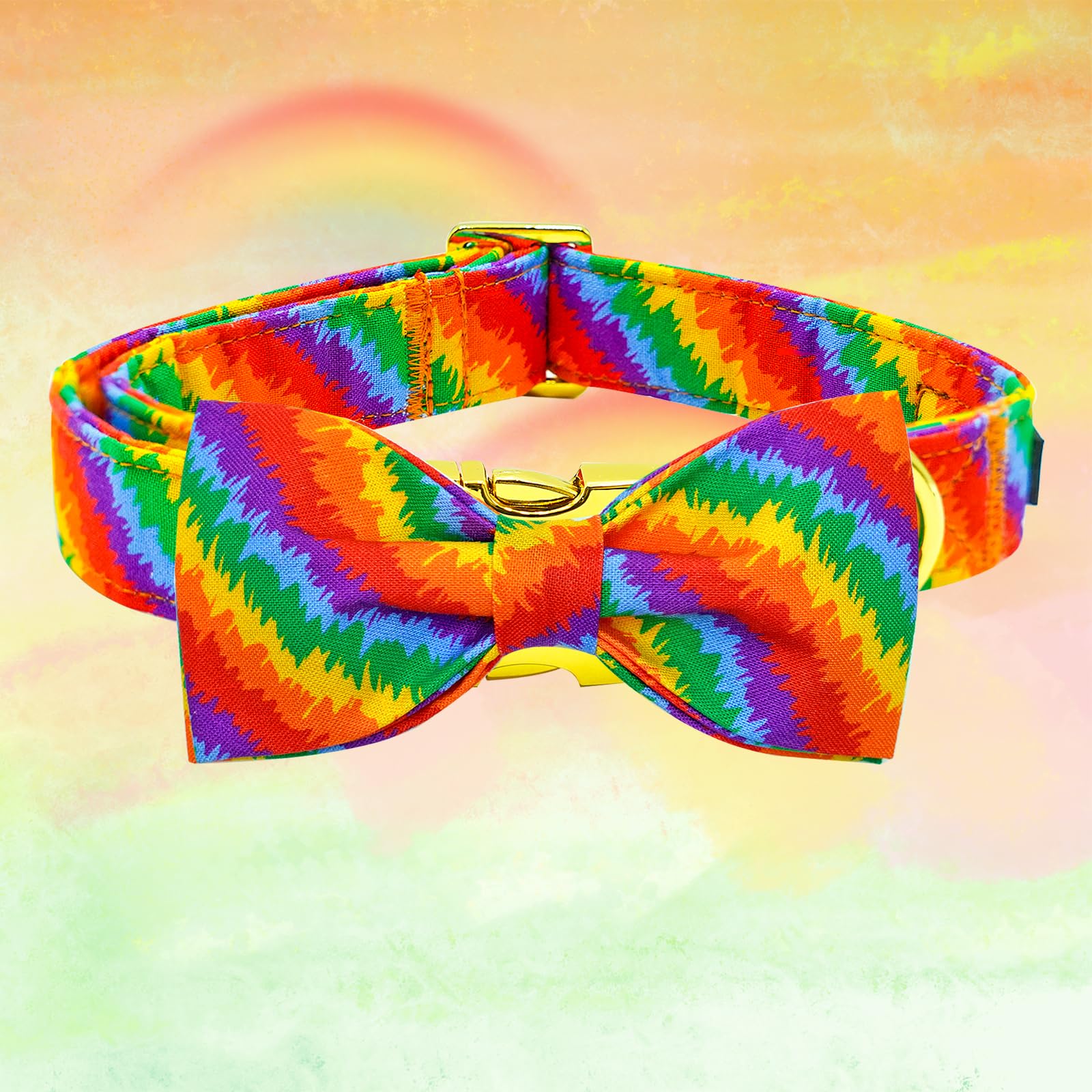 Elegant Little Tail Dog Collar, Rainbow Dog Collars Bowtie Lgbt For Pride Month Pet Collar Dogs Girl Boy Adjustable Pet Collar F