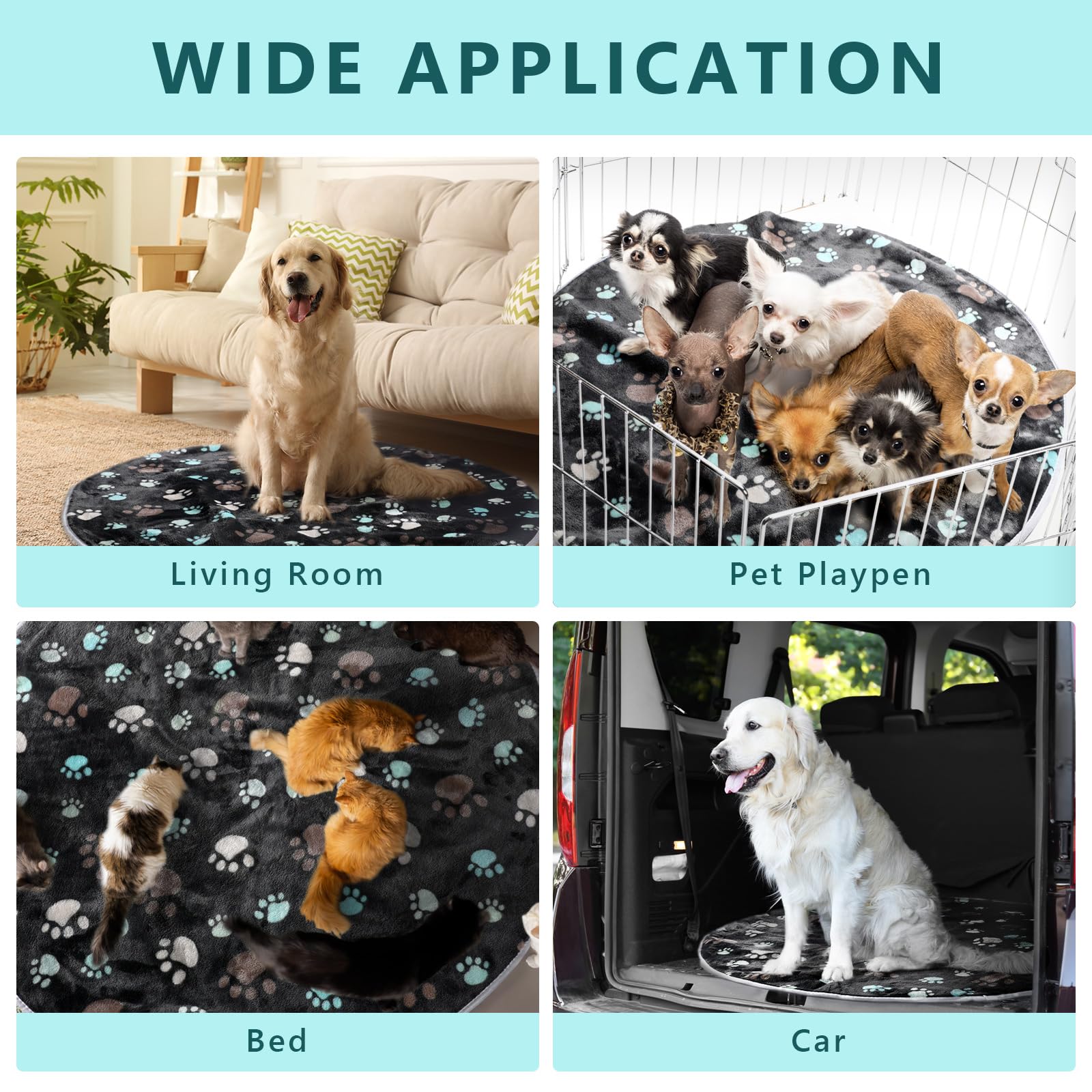 Clysee 4 Pack Washable Whelping Pad Whelping Supplies Absorbent Reusable Puppy Training Pads Reusable Dog Mat for Floor Non Slip