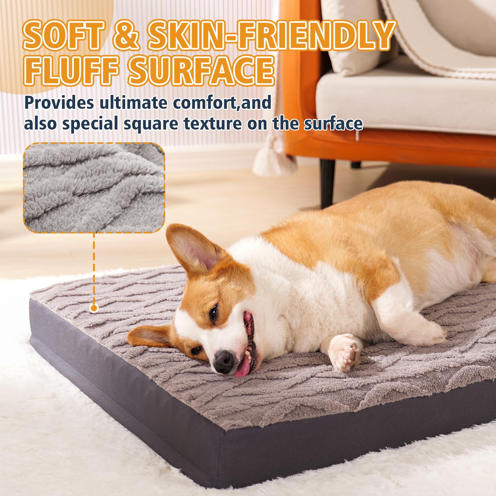 Maihandasi Medium Plush Dog Bed - Waterproof Dog Crate Pad For Small & Medium Dogs, Anti-Slip Bottom & Removable Washable Cover,
