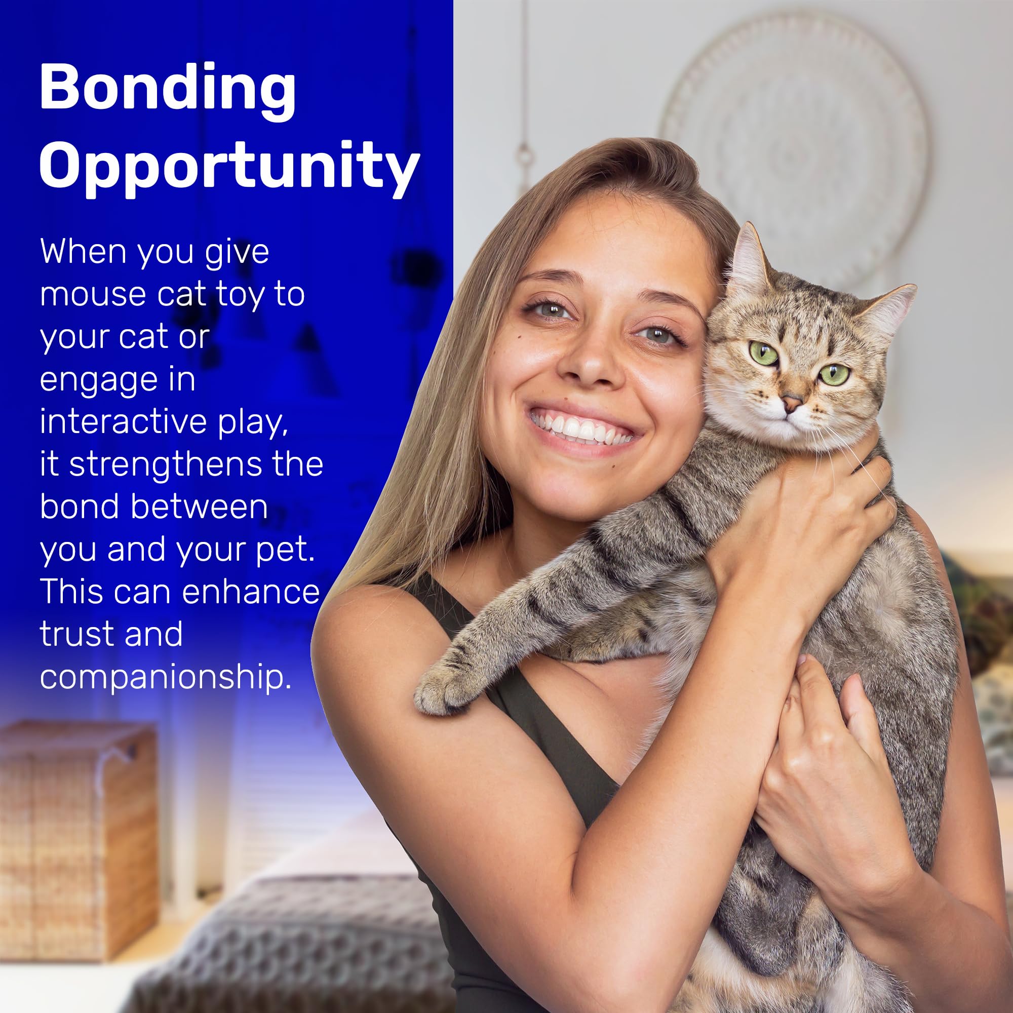 Kats'N Us Gray Rabbit Fur Mouse Cat Toy Pack - 5 Interactive Mice for Indoor Cats - No Rattle Sound - Furry Play Combo