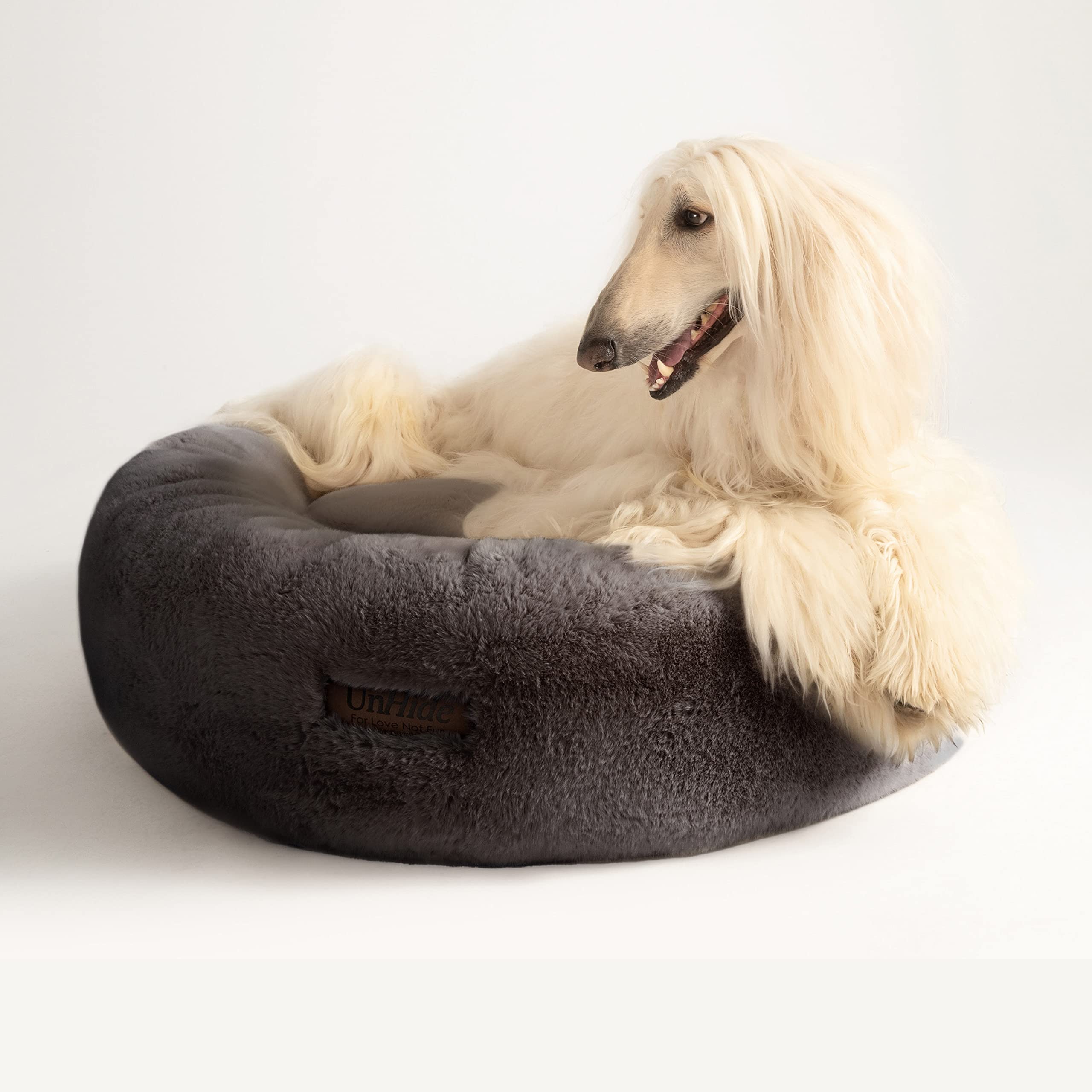 Unhide Floof Pet Bed - Xl (40''X14'') - Extra Soft Dog Bed - Removable Faux Fur Cover - Machine Washable - Helps Ease Pet Anxiet