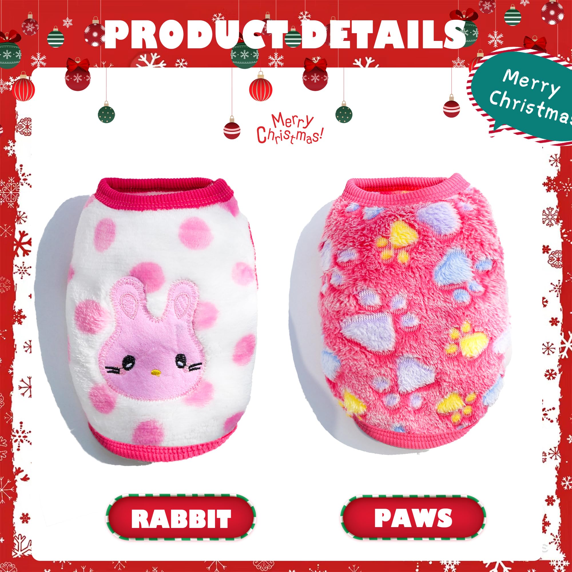 2 Pieces Chihuahua Sweater For Teacup & Extra Small Dogs - Xmas Pet Puppy & Cat Clothing - Warm Winter Clothes (X-Small)