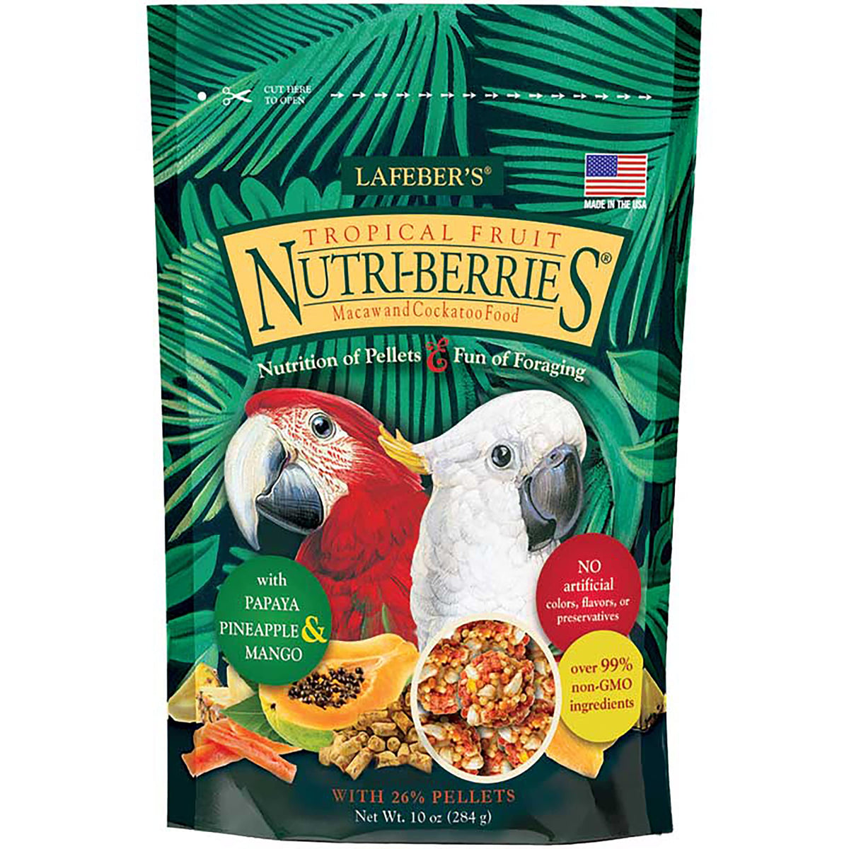 Lafeber'S Tropical Fruit Nutri-Berries Pet Bird Food, Made With Non-Gmo And Human-Grade Ingredients, For Macaws And Cockatoos, 1