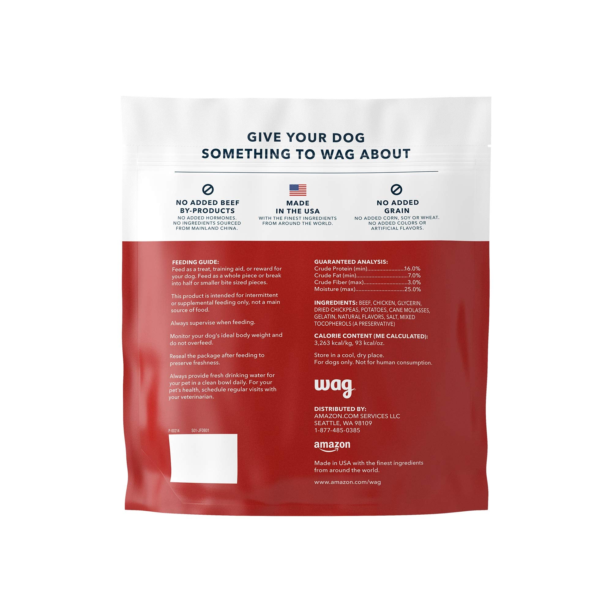 WAG Soft & Tender Beef Jerky Dog Treats, 6 Ounce - Brown, Ideal for Training and Rewarding Pets