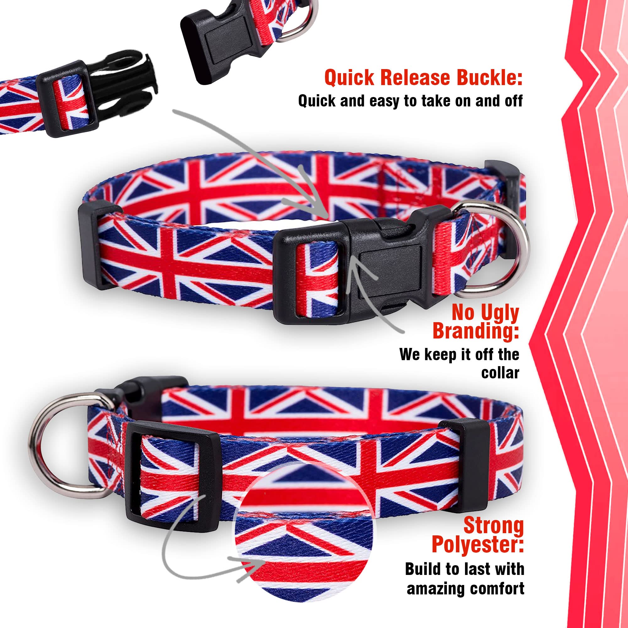 Native Pup Union Jack Uk British Flag Dog Collar(Uk, Large)