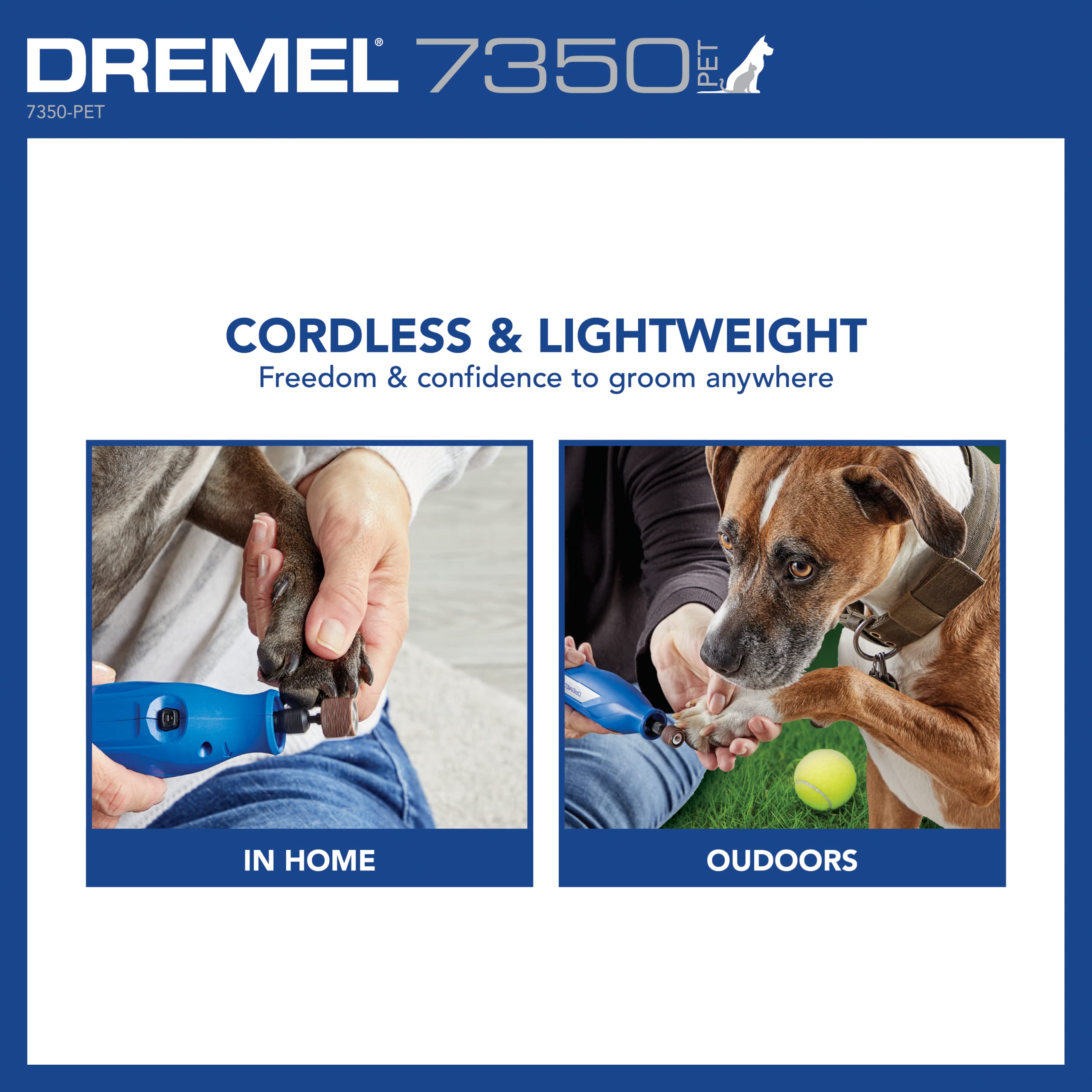 Dremel 7350-PET 4V Pet Nail Grinder - Safe & Easy Trimmer for Dogs & Cats - Professional Grooming Kit, Original Size