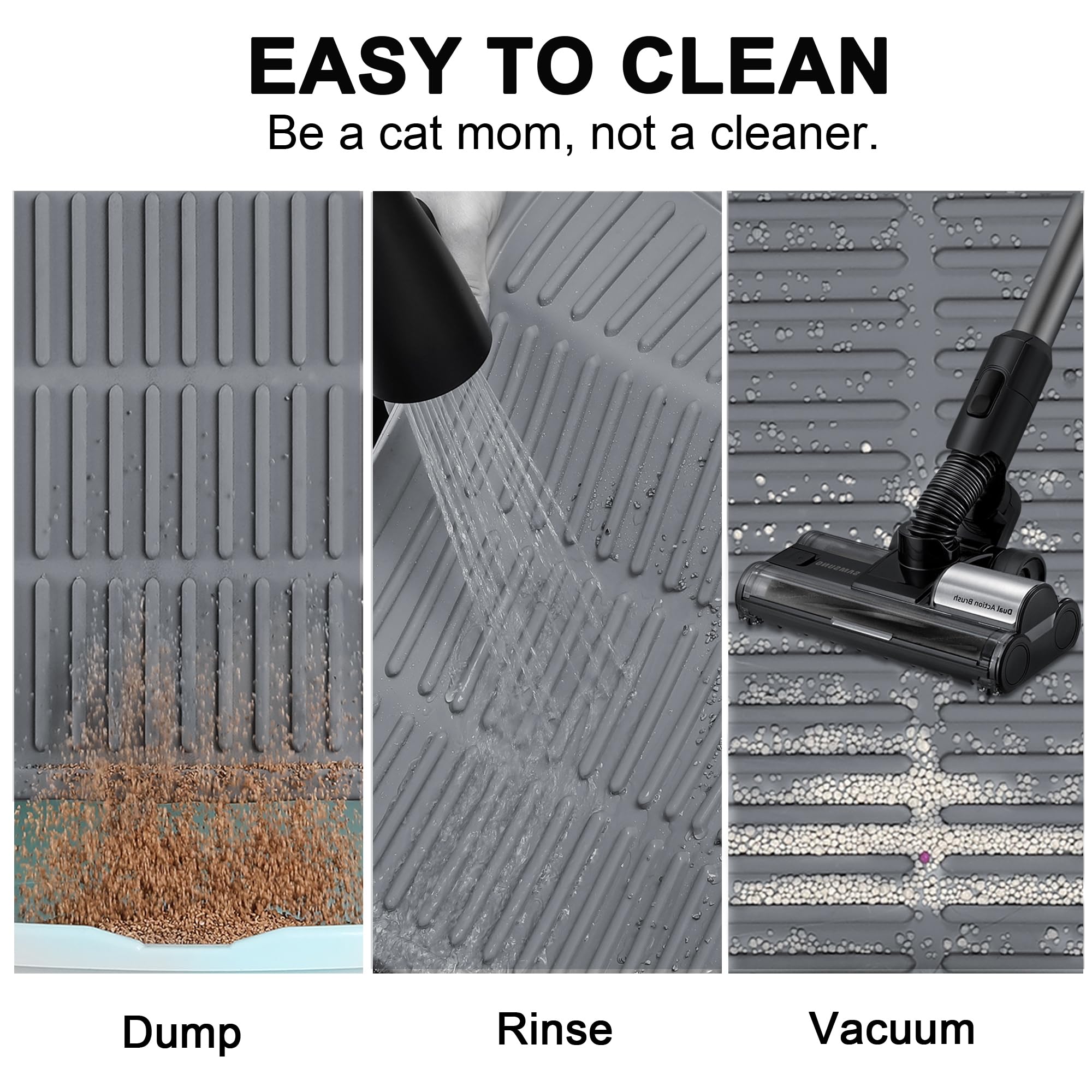 Petnova Large Silicone Litter Mat: 32'' X 21'' Groove Design Litter Trapping Mat Easy To Clean - Waterproof Urineproof Raised Ed