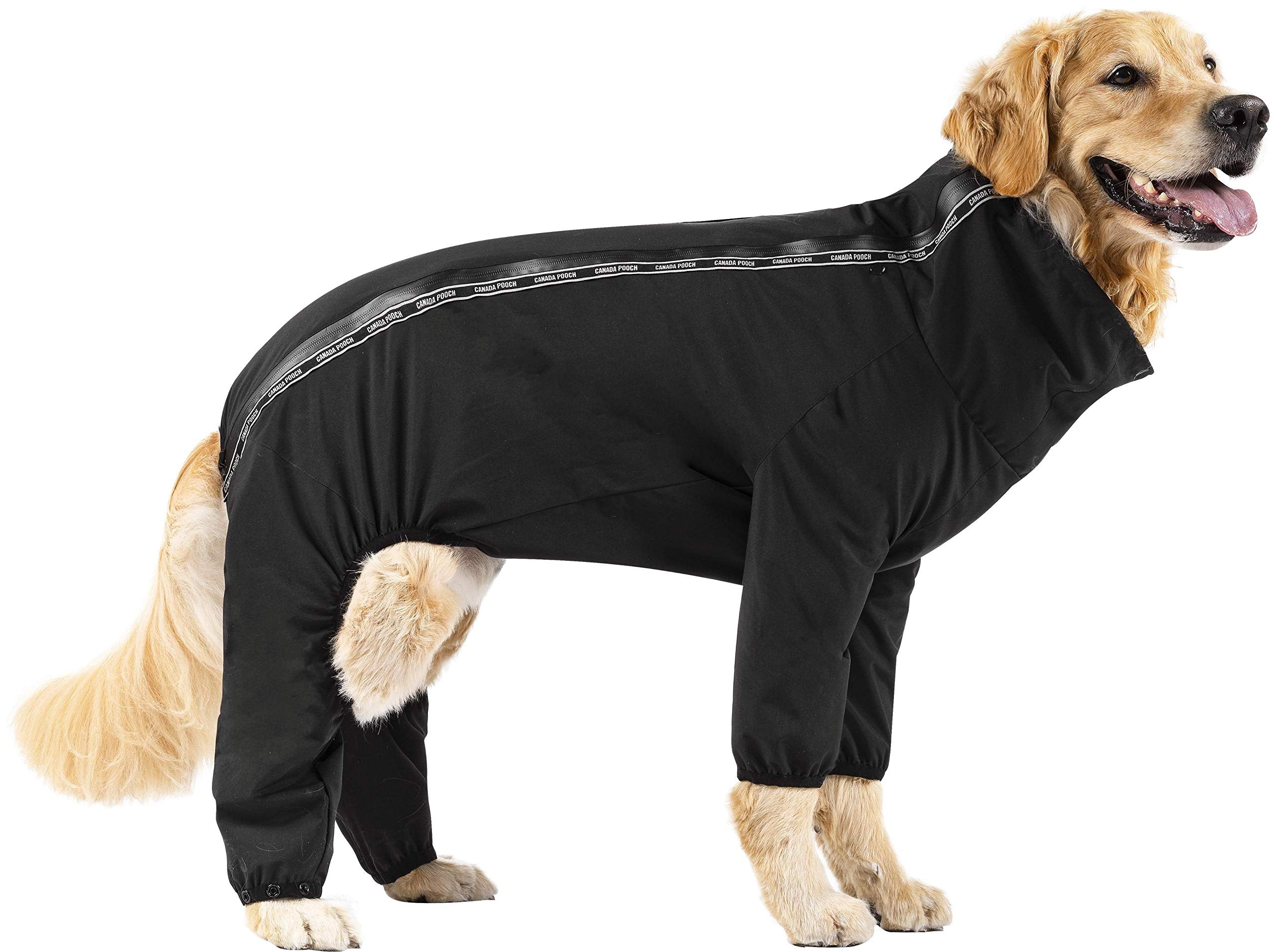 Canada Pooch Dog Slush Suit Dog Bodysuit For Rain And Snow Full Body Dog Suit Water-Resistant Dog Onesie (Black, 8 (7-9' Back Length))