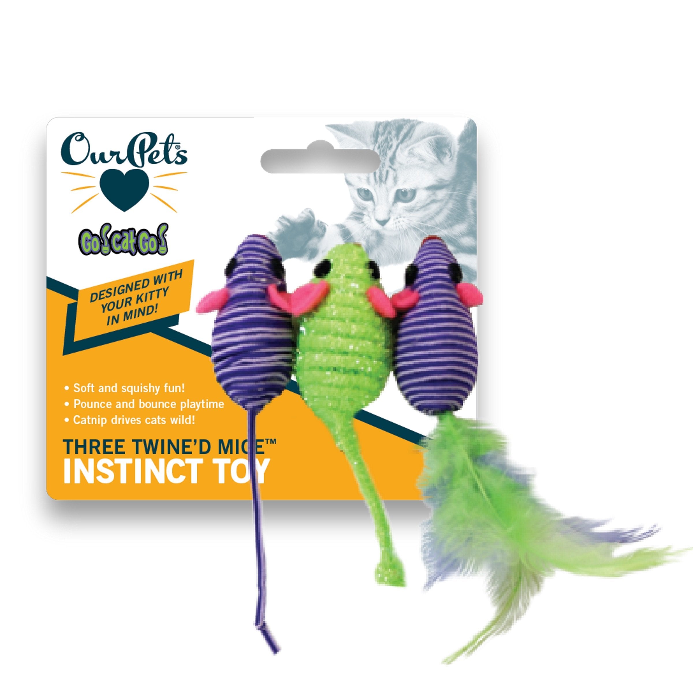 Ourpet'S Three Twined Mice Catnip Toys For Indoor Cats