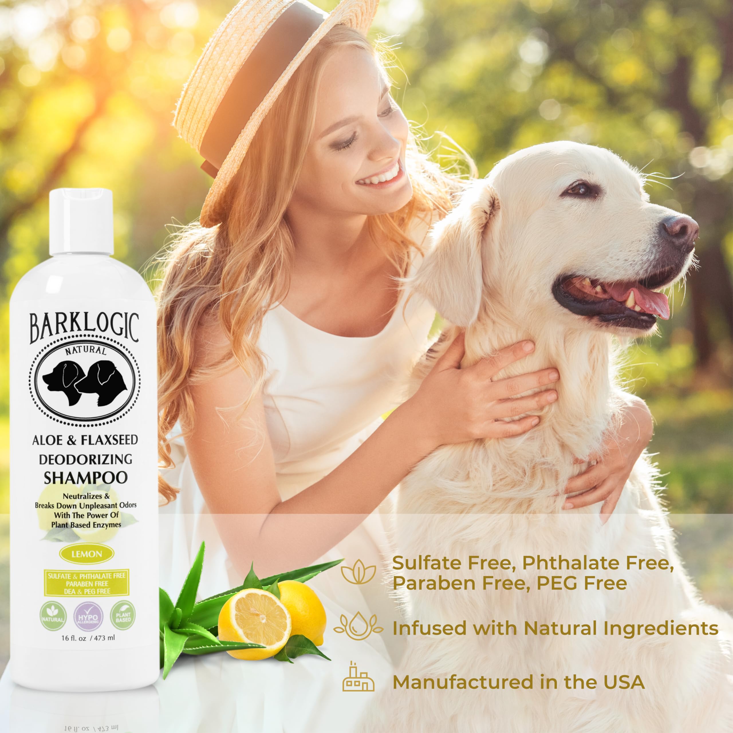 Barklogic Deodorizing Lemon Dog Shampoo - Sulfate Free, No Phthalates, No Parabens, No Peg'S, Made With Naturally Derived Ingred