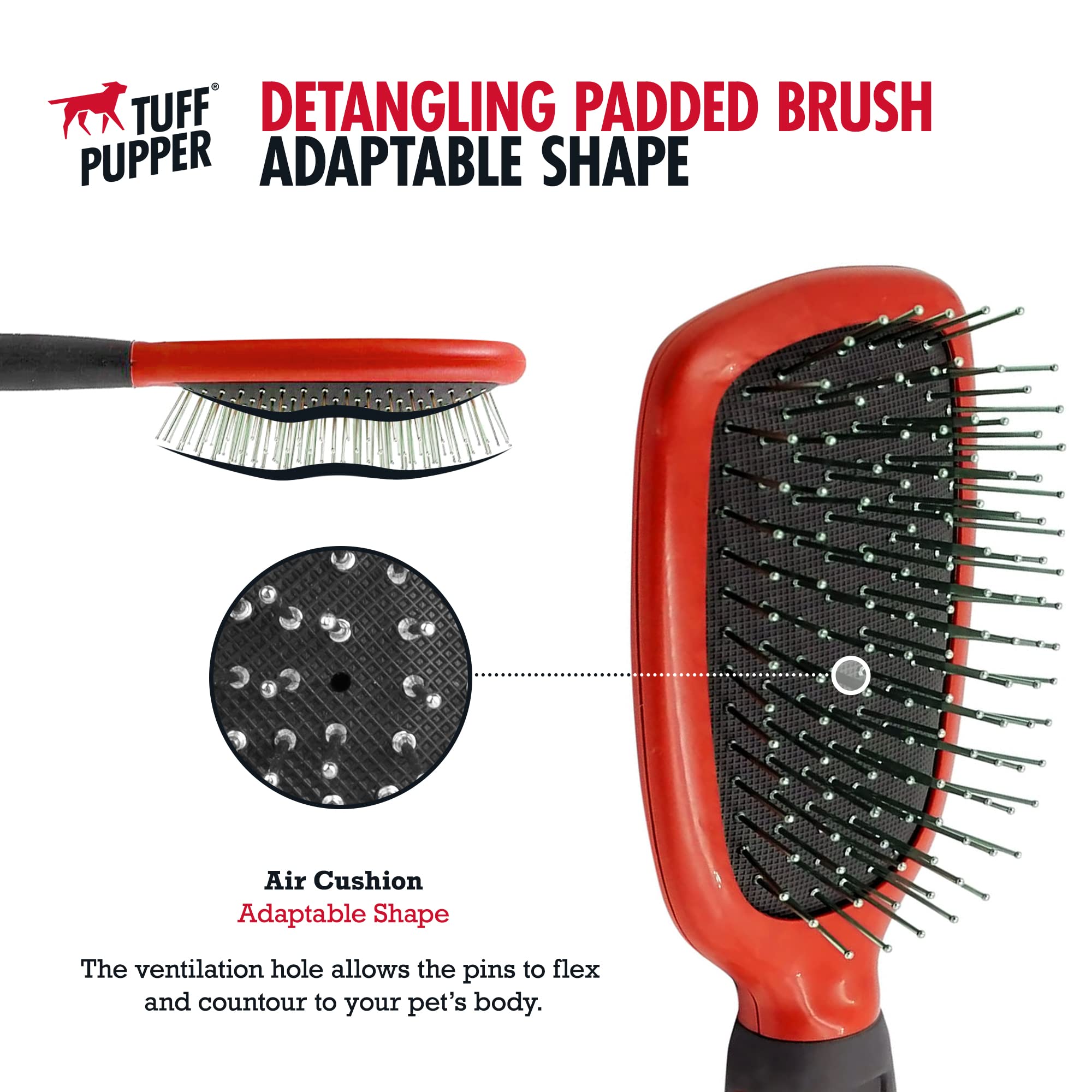 Tuff Pupper Stainless Steel Pin Brush For Dogs | Cat Hair Brush - Cat Shed Brush | Great Detangling Brush For Dogs | Suitable For All Pets With Long Or Short Hair | Dematting & Detangling Undercoat