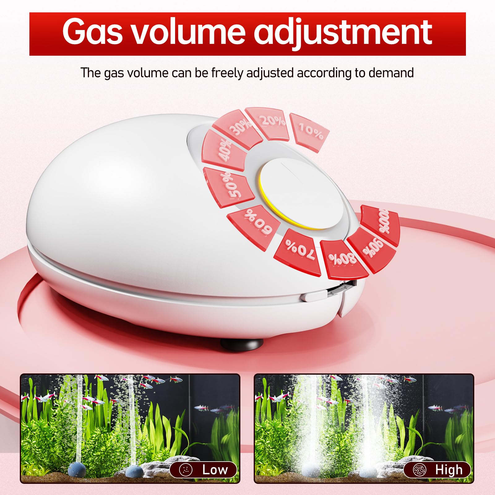 AQUASMITH 3w Ultra Quiet Aquarium Air Pump, Aquarium Aerator Adjustable Airflow, Single Hole Suitable for 70 to 100 GPH Fish Tan