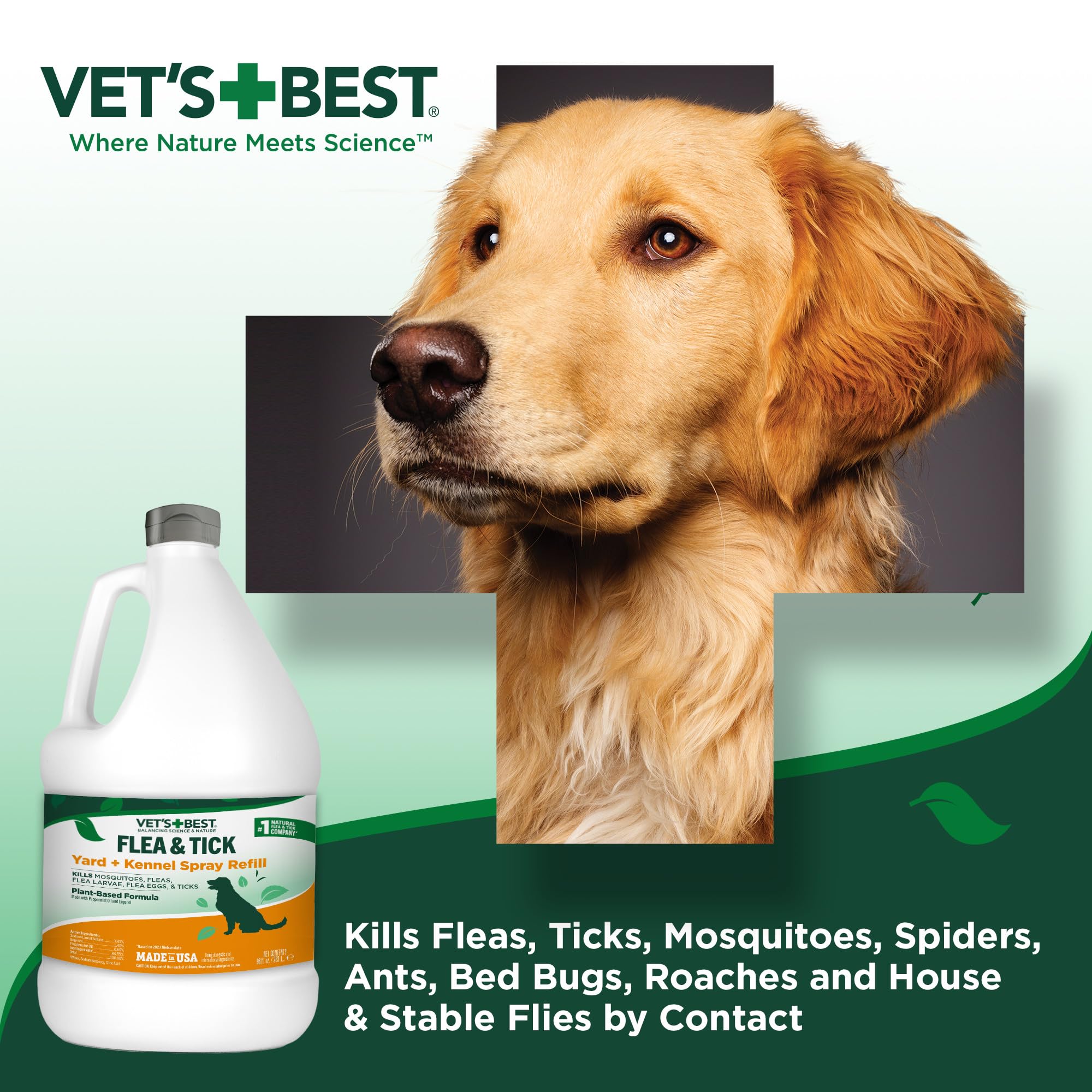 Vets Best Flea and Tick Yard and Kennel Spray - Natural Yard Treatment for Fleas, Ticks and Mosquitoes - Plant and Pet Safe Outd