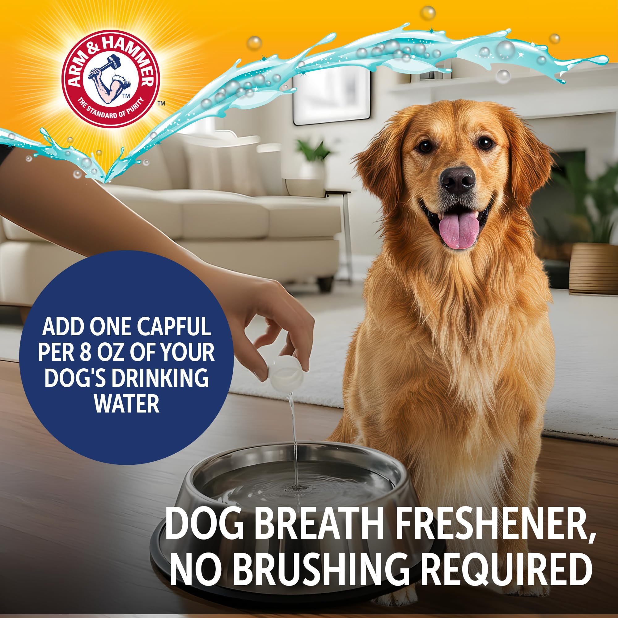Arm & Hammer Complete Care Dental Water Additive for Dogs, Dog Breath Freshener, Dog Mouth Wash or Dental Rinse, Simply Add to P