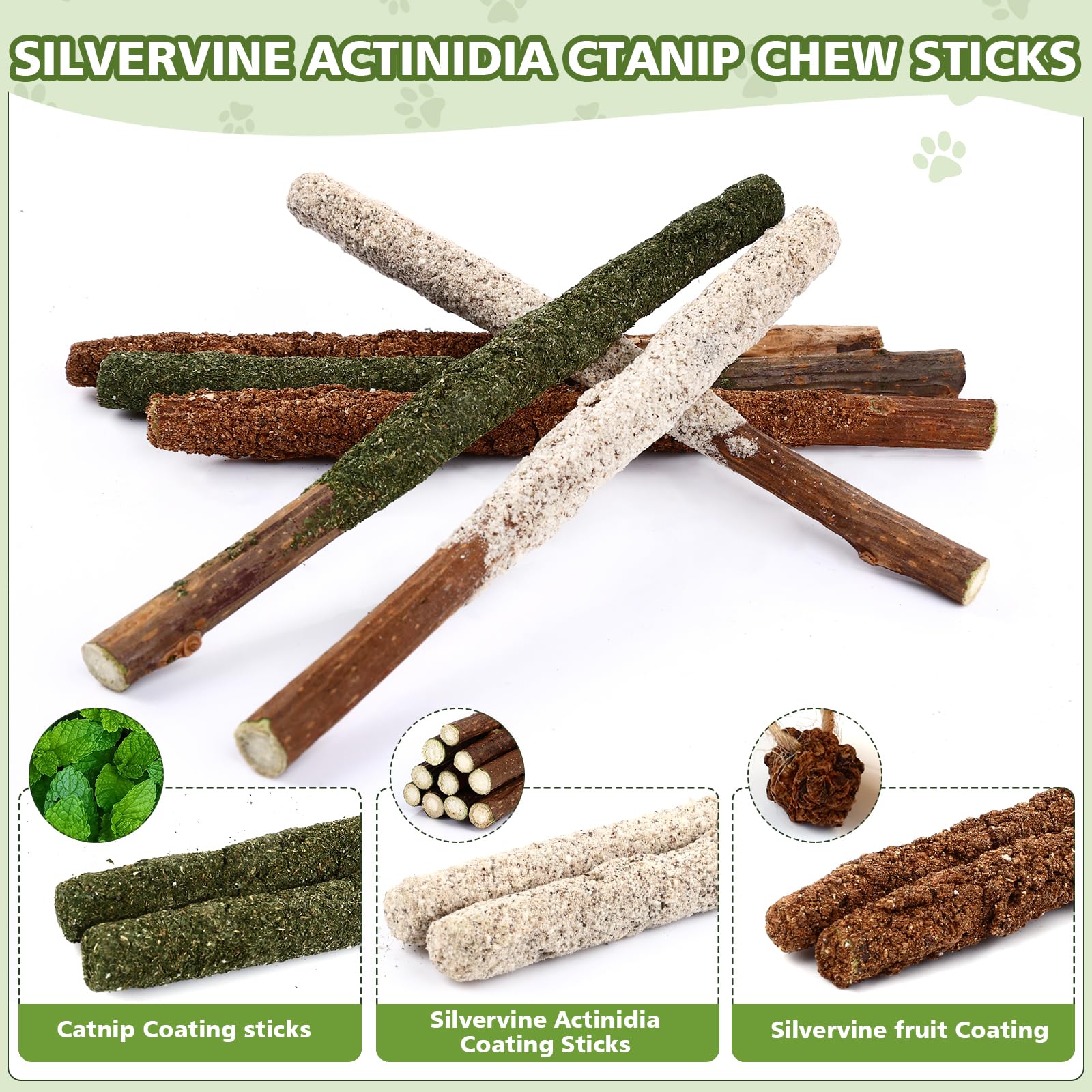 Wousedo Catnip Chew Toys For Cats, 24 Pack Cat Toys With Silvervine Sticks, Natural Silvervine Stick Cage Balls & Bell Balls For