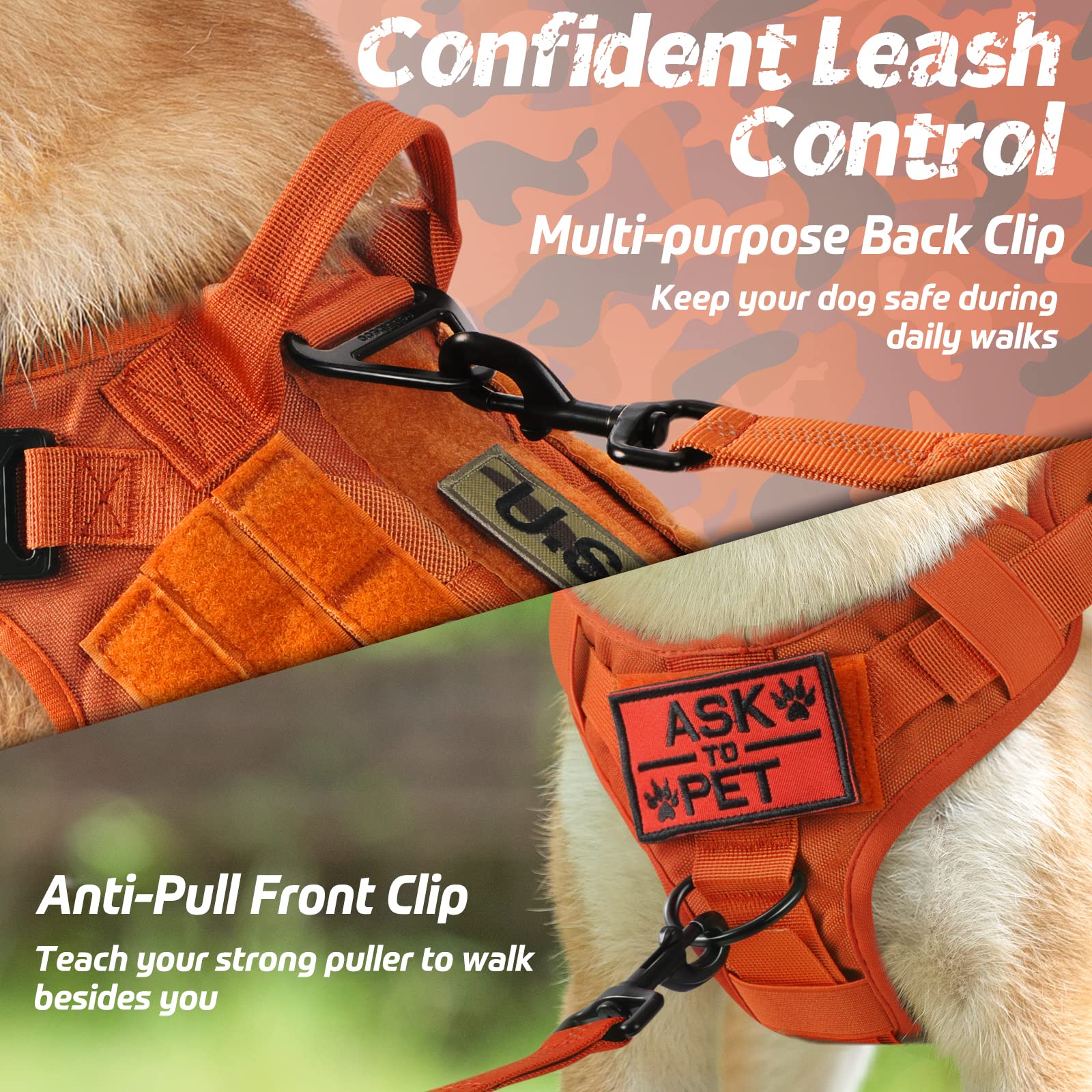 Rabbitgoo Tactical Dog Harness For Large Dogs, Heavy Duty Dog Harness With Handle, No-Pull Service Dog Vest Large Breed, Adjusta