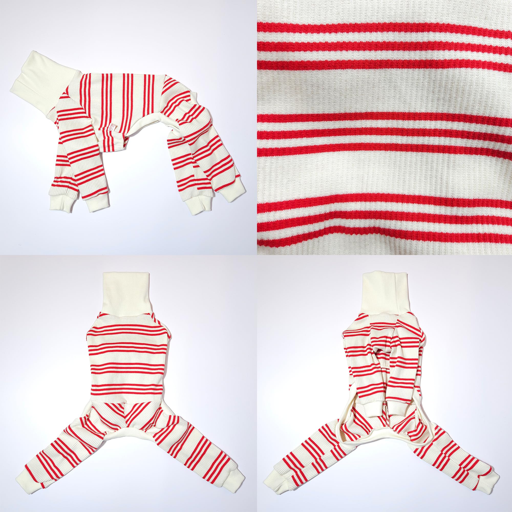 D Doggy Star Italian Greyhound Clothes Soft Stretchy Onesie Refined Stripe Outfit Whippet For Dog Coat (L,Onsi Red Str)