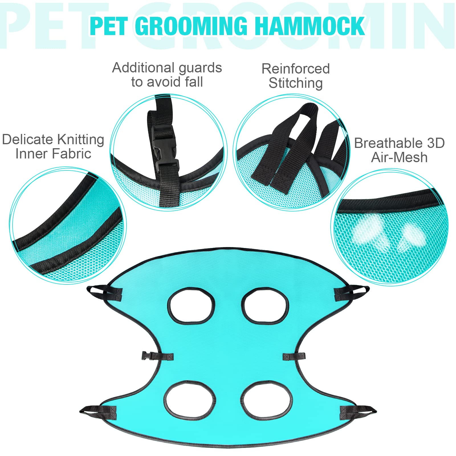 Ateson Dog Grooming Hammock - Upgrade Pet Grooming Harness For Nail Trimming (S 30Lb), Dog Sling For Nail Clipping, Dog Hanging