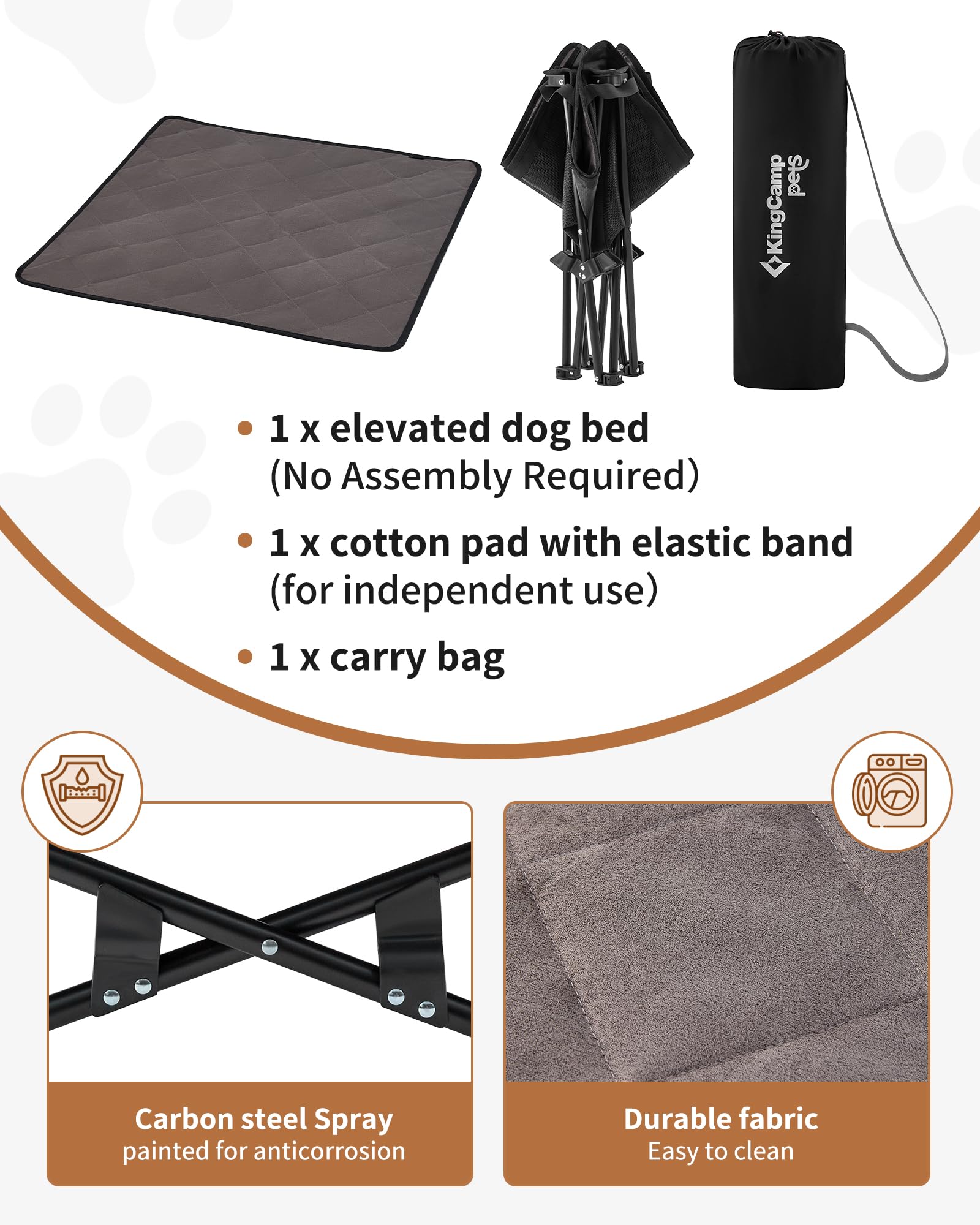 Kingcamp Elevated Dog Bed For Medium Dogs, Outdoor Raised Cooling Pet Cot Bed With Washable Breathable Mesh & No-Slip Feet Perfe