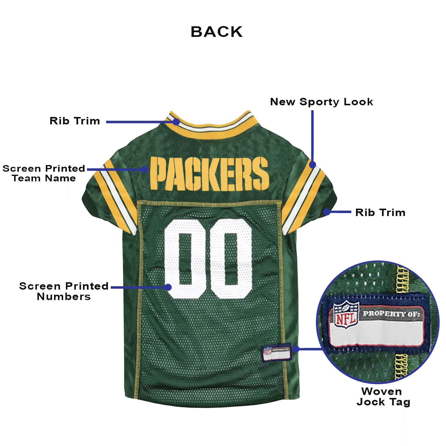 NFL Green Bay Packers Dog Jersey, Size: X-Large. Best Football Jersey Costume for Dogs & Cats. Licensed Jersey Shirt