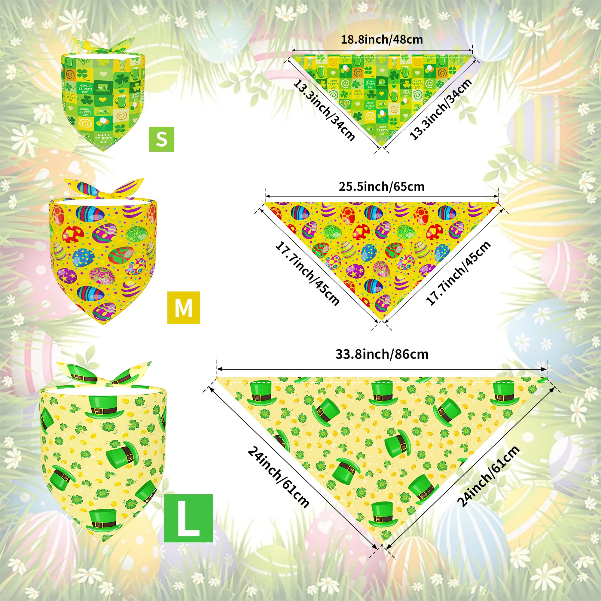 Pai Sence Easter and St.Patrick's Day Dog Bandanas Bulk 30 Pcs St.Patrick's Day Dog Bandanas for Large Dogs Breed Adjustable Eas