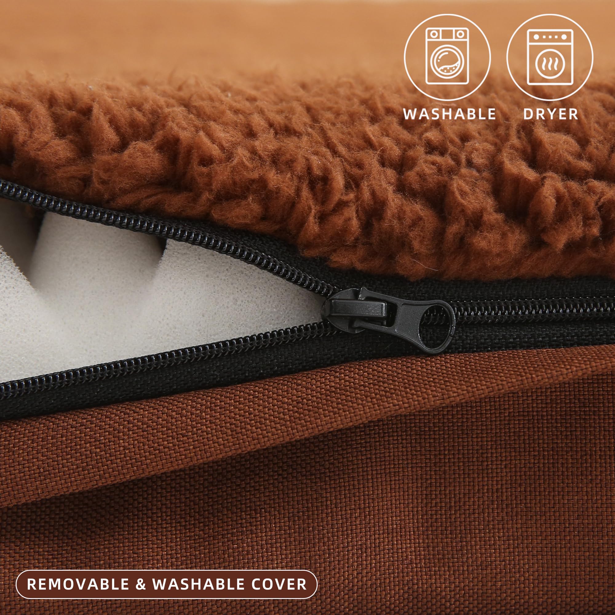Daysu Dog Bed For Small Dogs, Orthopedic Dog Beds With Removable Washable Cover, Small Egg Crate Foam Pet Bed Mat, Flax Brown, S