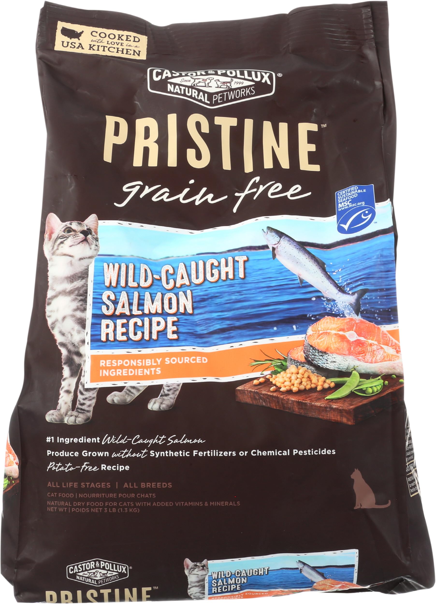 CASTOR & POLLUX Cat Food Pristine Wild Caught Salmon Recipe 3Lb, 48 OZ