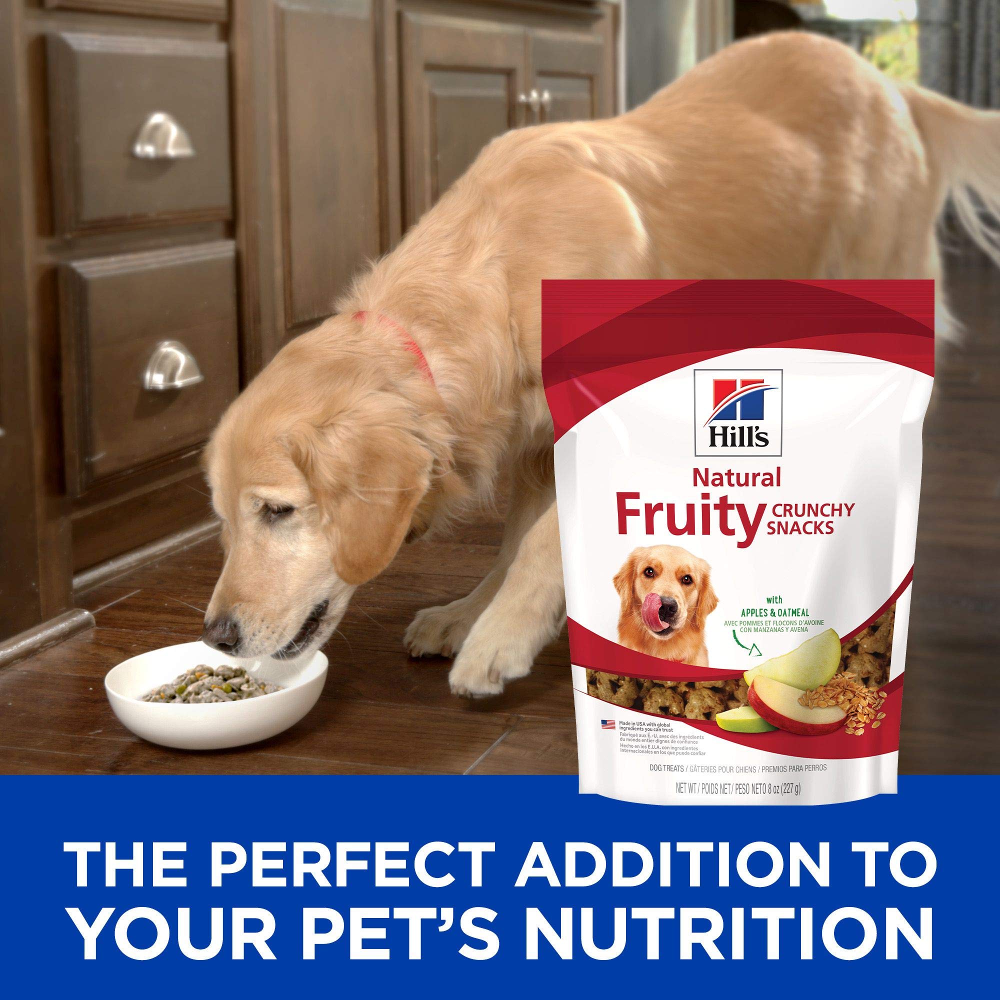 Hills Natural Fruity Crunchy Snacks, All Life Stages, Great Taste, Dog Treats, Apples & Oatmeal , 8 oz Bag