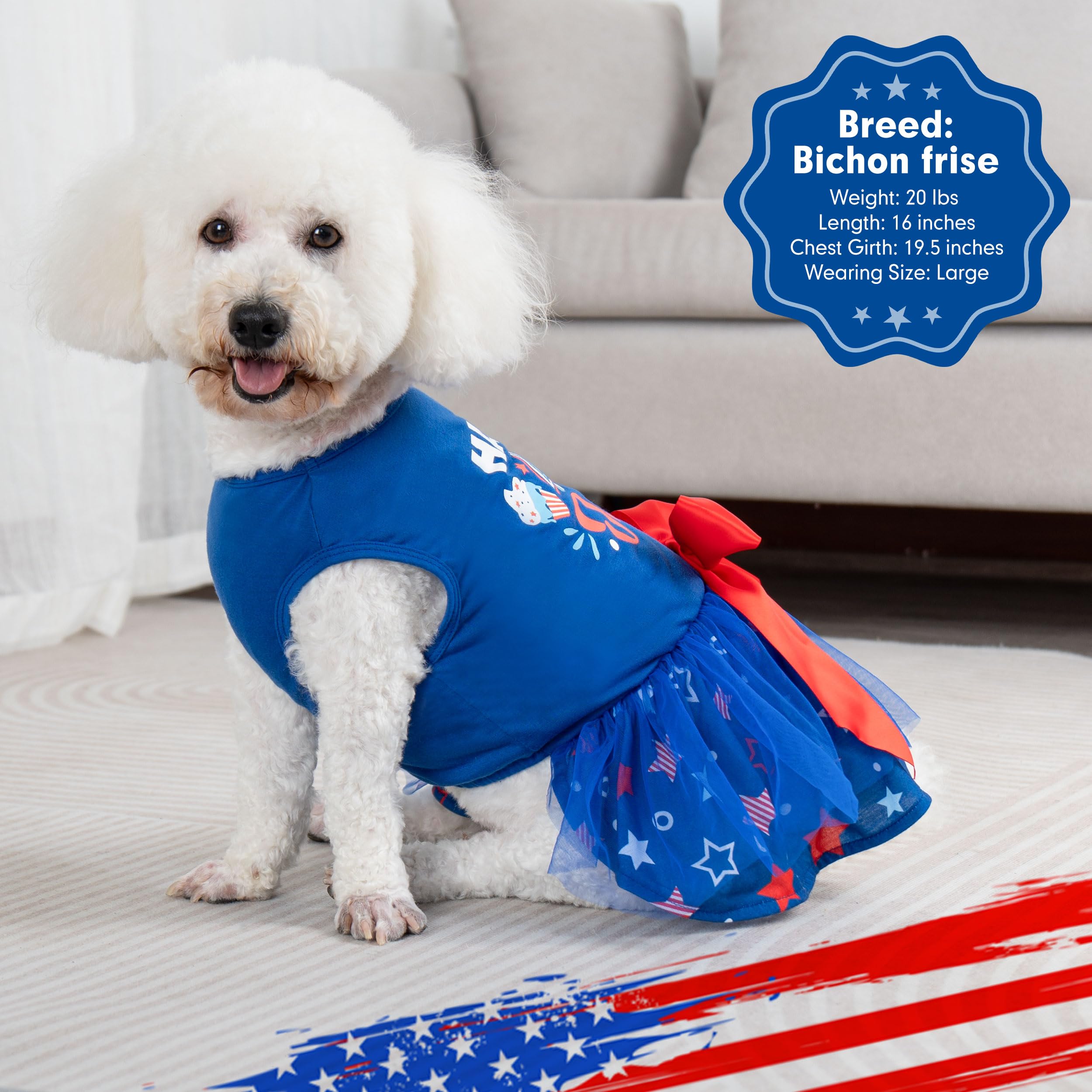 Cyeollo 4Th Of July Dog Dress Independence Day Tulle Skirts For Small Medium Large Dogs Holiday Outfits With Bowtie Patriotic Pe