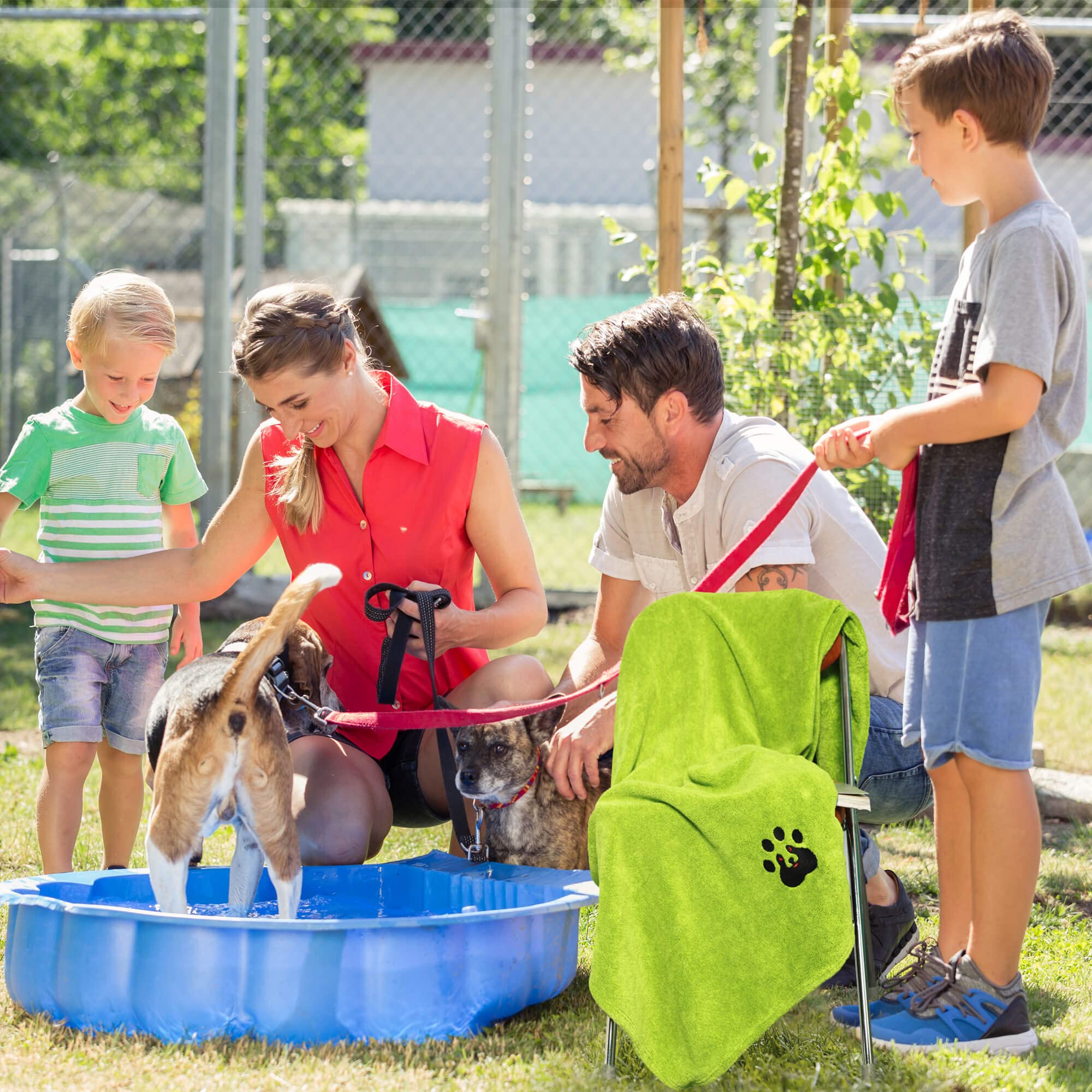 Dogvingpk Extra Large Dog Towels For Drying Dogs - Pack Of 2 - Super Absorbent Soft Microfiber Pet Bath Grooming Towel For Dogs Cats And Other Pets (Xl-55' * 36', Green And Gery)