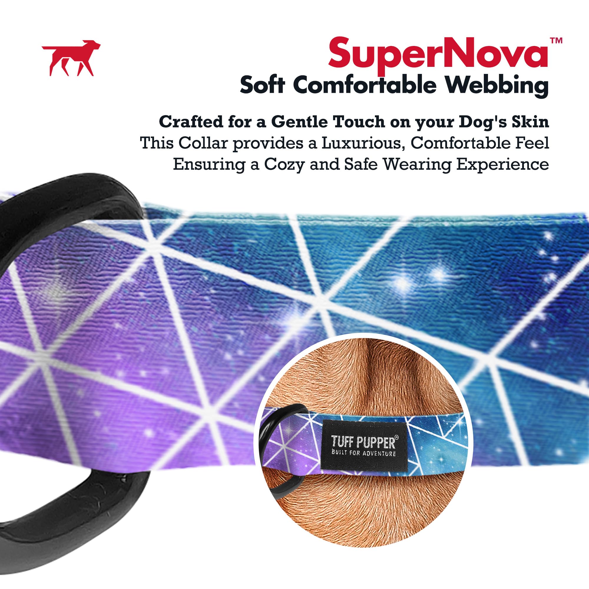 Tuff Pupper Premium Adjustable Dog Collar for Small Dogs, Stylish Pattern Collars Designed in USA, Quick Release Buckle, Superno