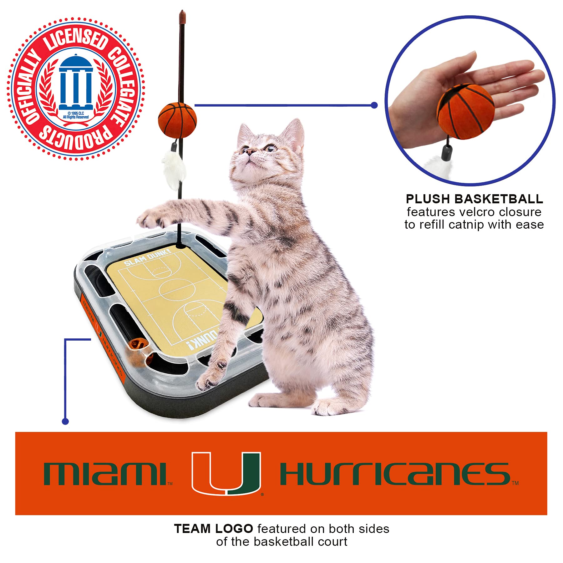 Miami University Redhawks Interactive Basketball Scratcher. Cat Wand, Catnip-Filled Plush Toy