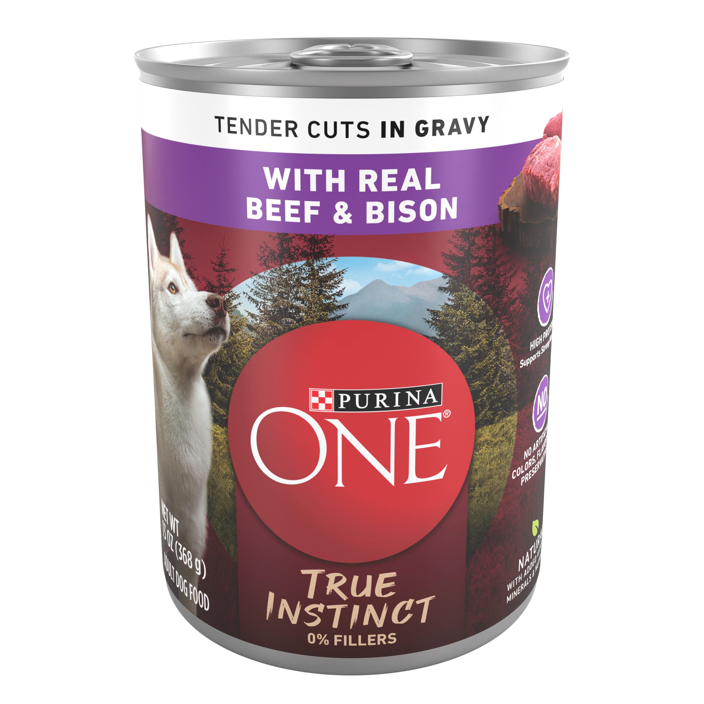 Purina ONE High Protein Wet Dog Food True Instinct Tender Cuts in Dog Food Gravy With Real Beef and Bison - (Pack of 12) 13 oz. 