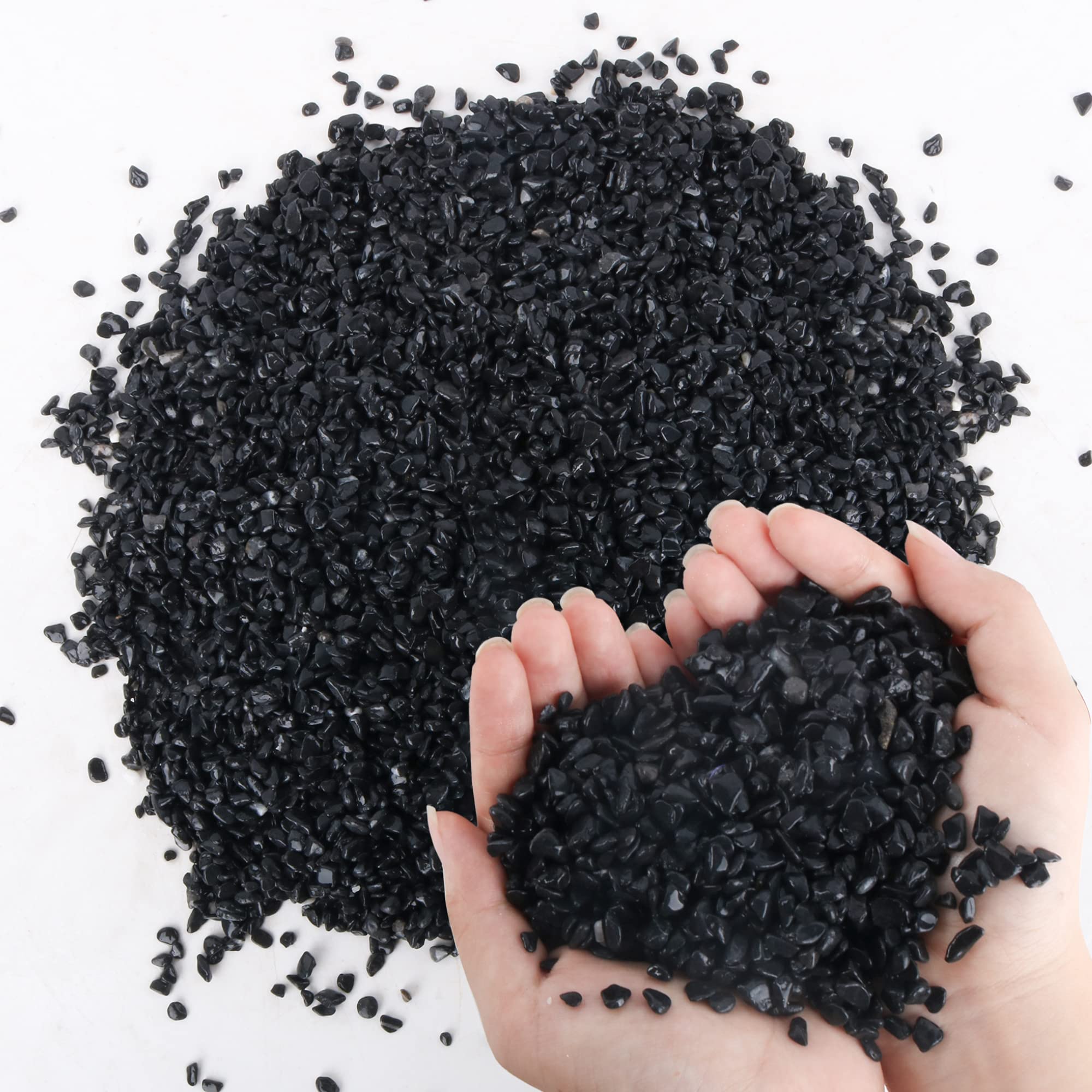 Anothera Stones for Plants Smooth Natural Black River Rocks,7LB Plant Aquarium Gravel Stones for Succulents Bonsai Terrarium Vas
