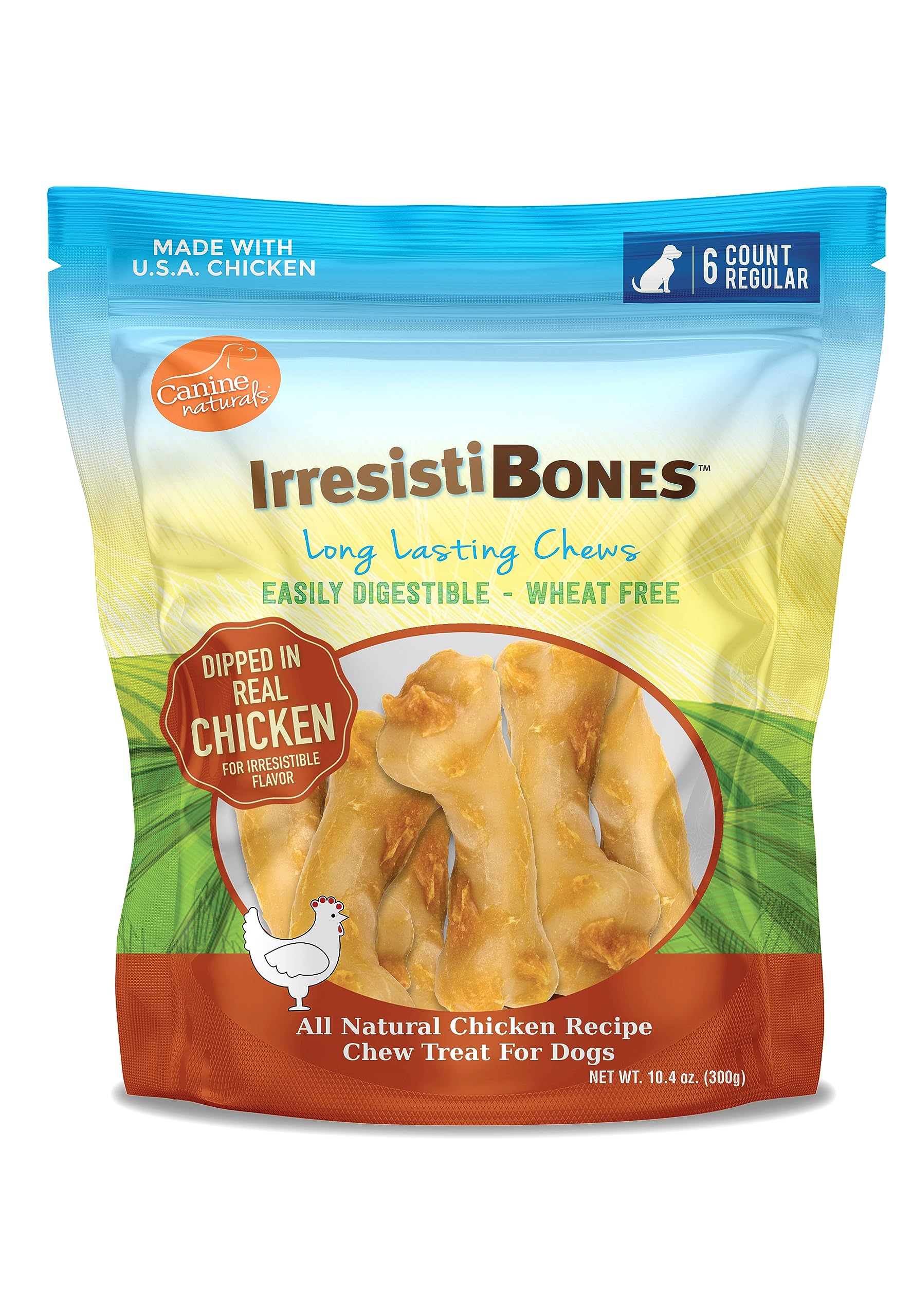 Canine Naturals IrresistiBONES Long Lasting Chicken Chew - Made from USA Raised Chicken - with A Real Meat Coating - All Natural