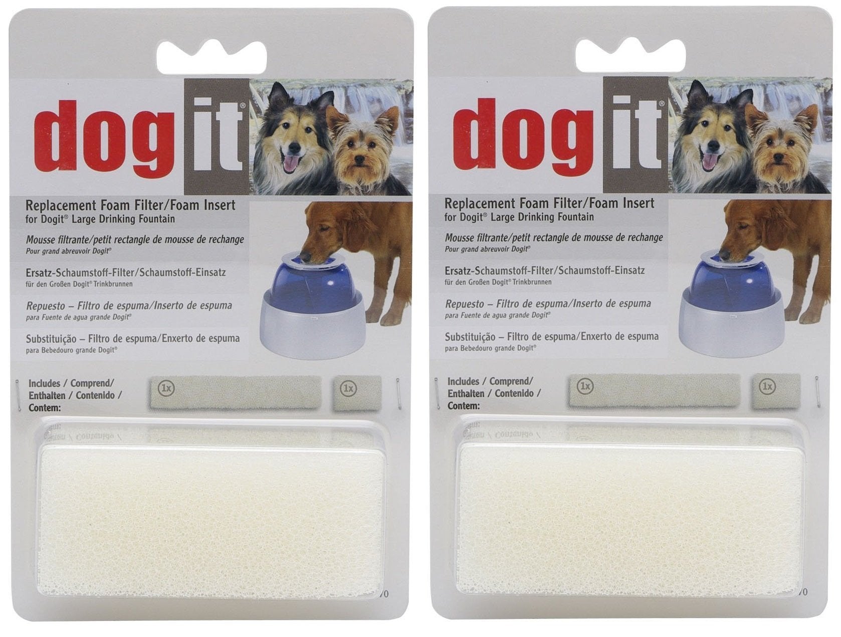 Dogit (4 Pack) Replacement Foam Insert For Fresh & Clear Large Dog Fountain (2 Packages With 2 Filters Per Package)