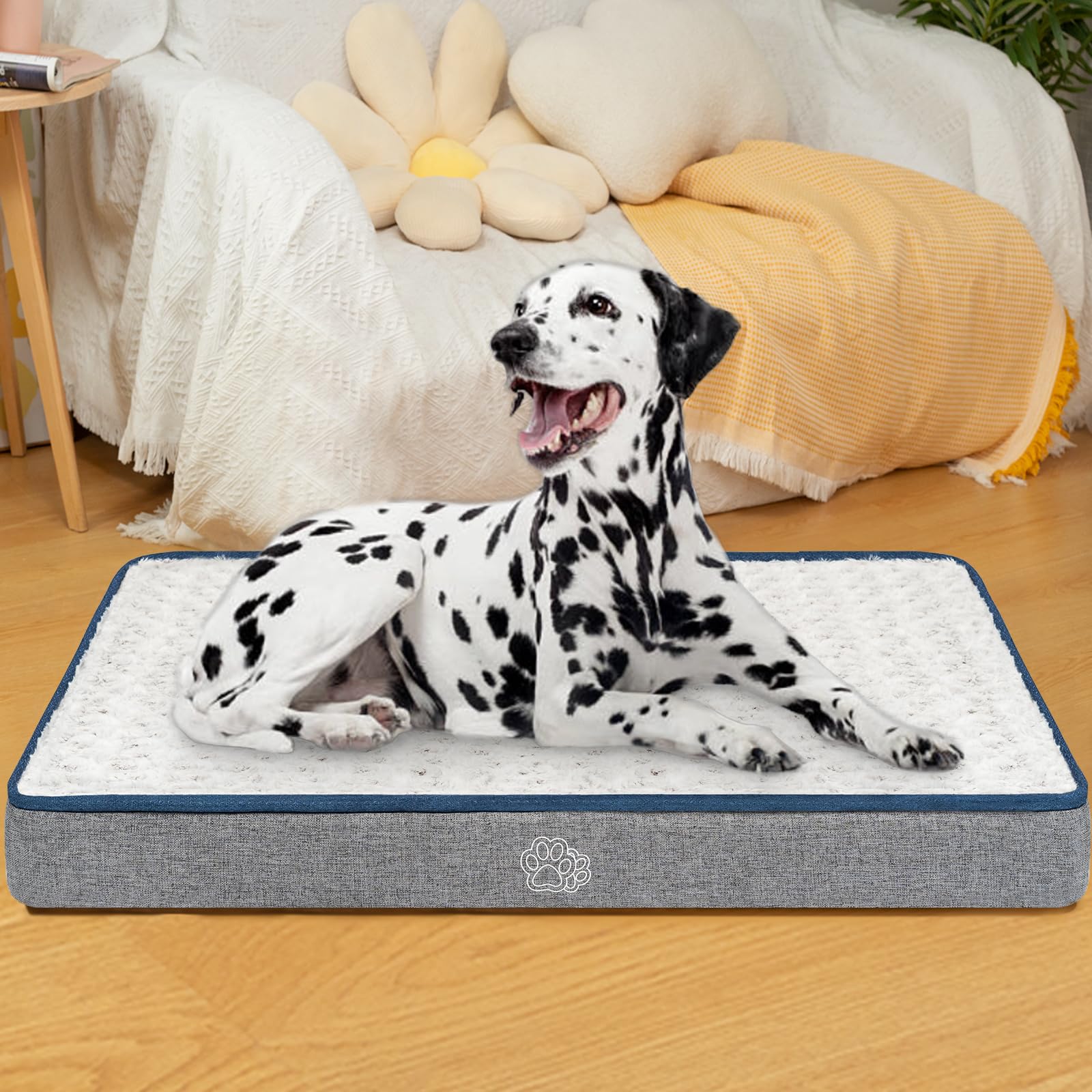 Empsign Reversible Cool And Warm Dog Bed For Crate Pad, Pet Beds With Washable And Removable Cover, Dog Crate Bed Sleeping Mats, Bed For Dog Crate For Large Medium Small Dogs, Grey