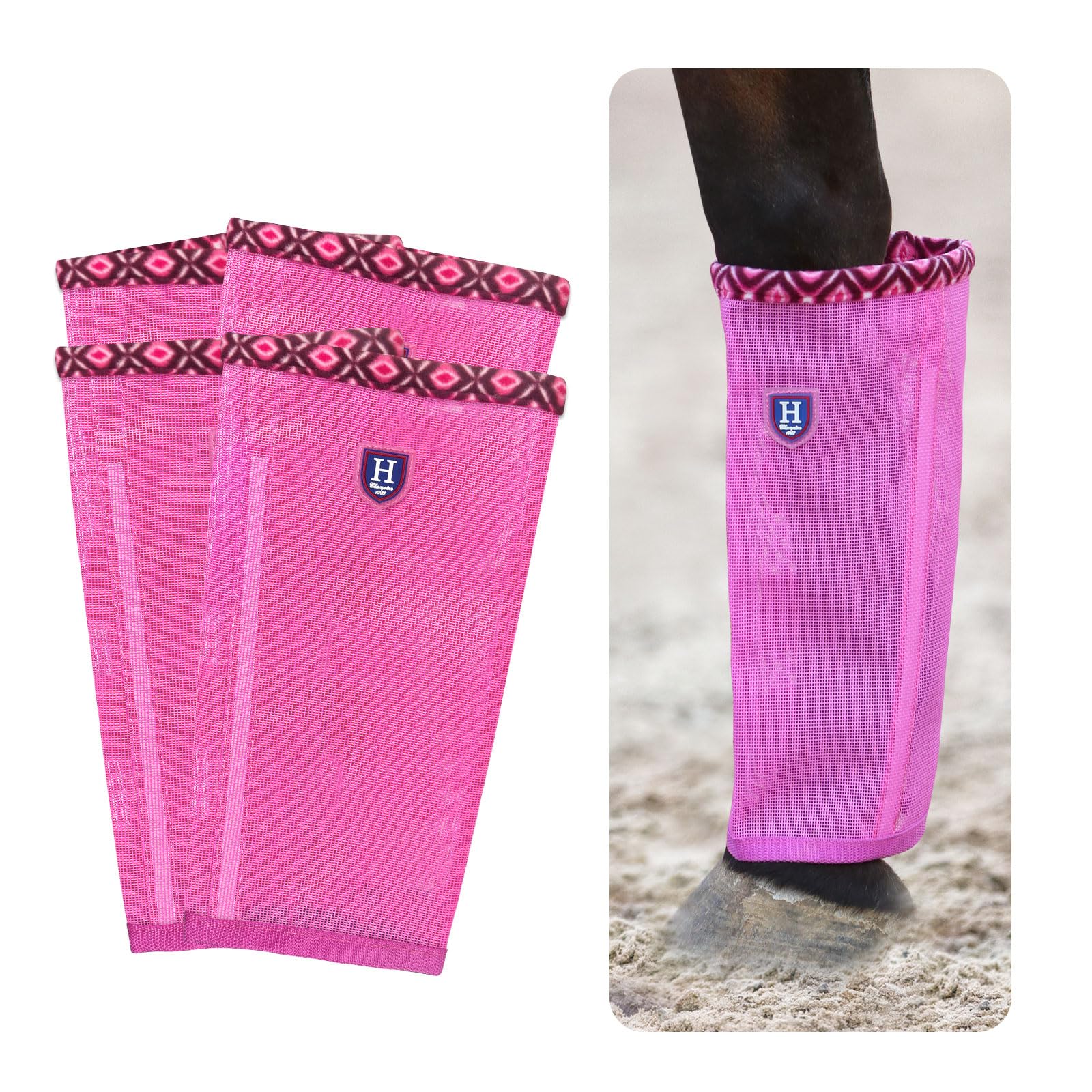 Caremaster Fine Mesh Fly Boots Loose Fitting & Non-Slip Horse Fly Leggings Fleece Air Flow (Set Of 4) Hot Fuchsia Pony