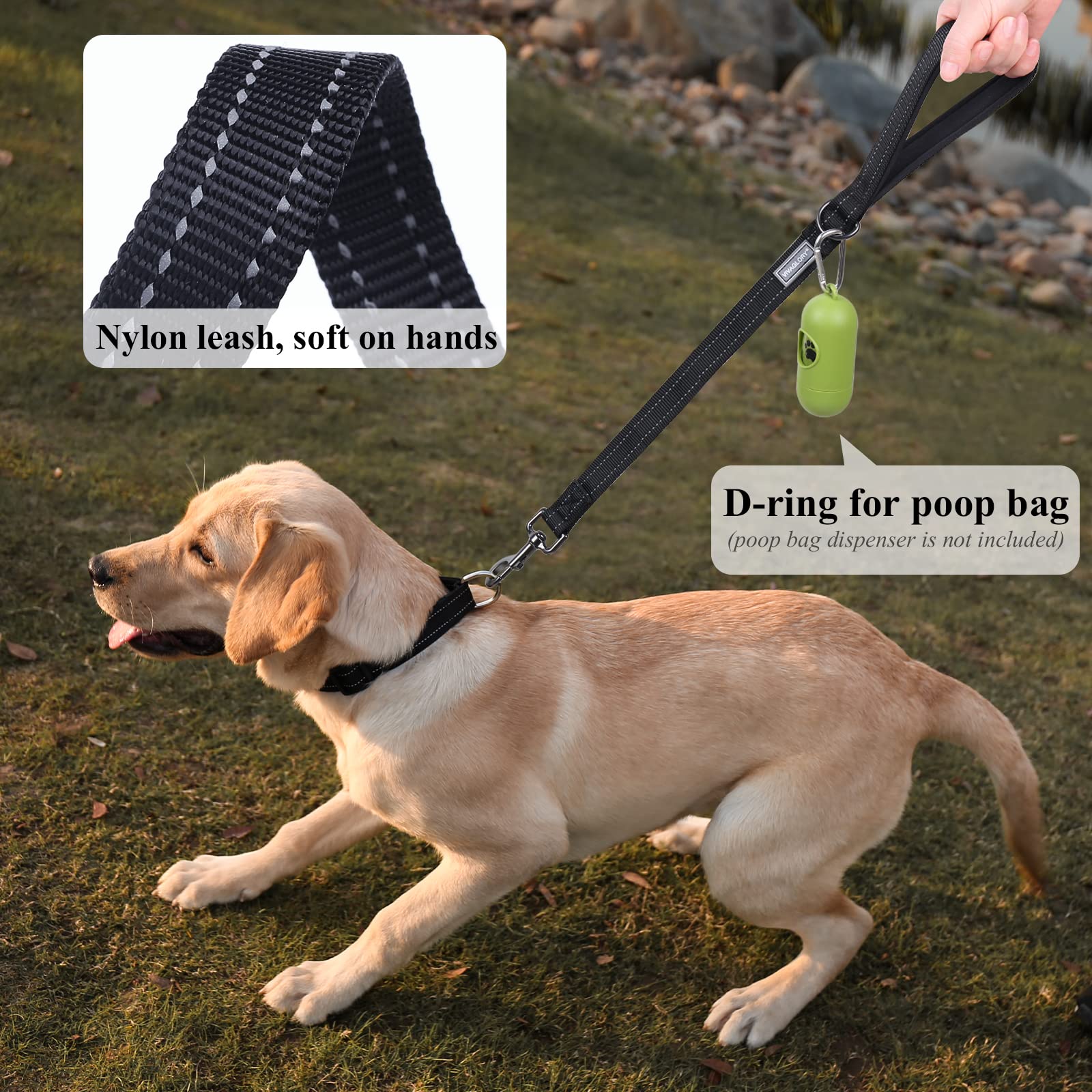 Vivaglory Short Dog Leash For Medium & Large Dogs, 24Inch, Pink