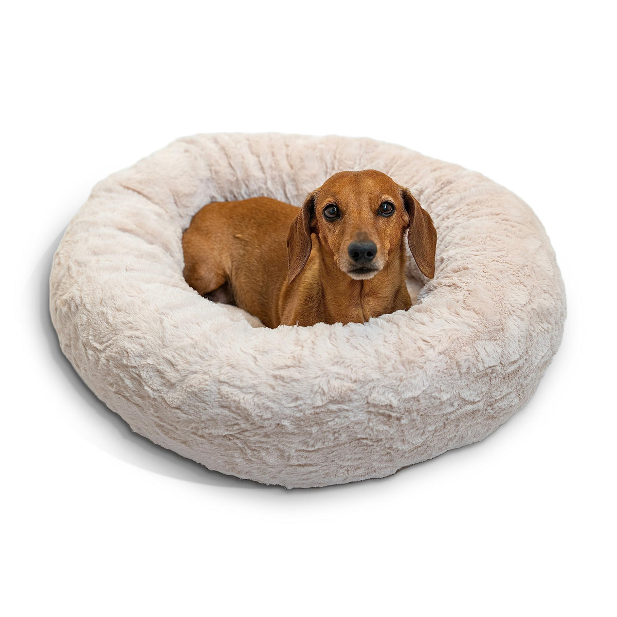 Best Friends By Sheri The Original Calming Donut Cat And Dog Bed In Lux Fur Oyster, Small 23''