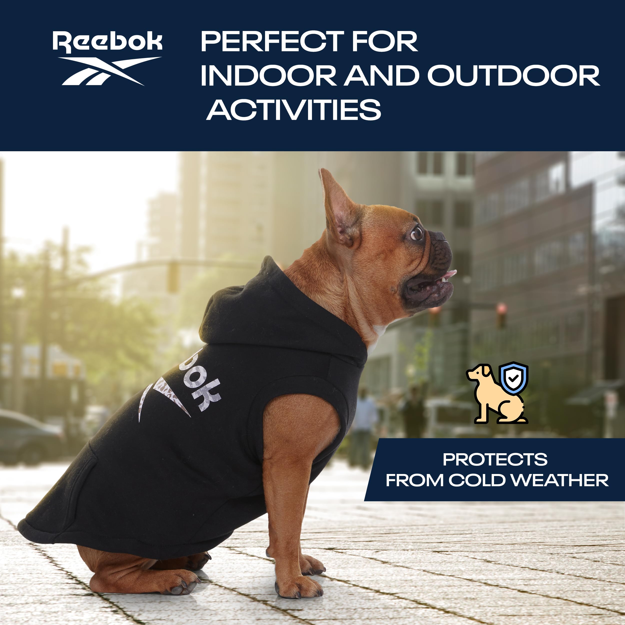 Reebok Fleece Dog Sweatshirt - Winter Pullover With Leash Hole, From Small To Large, Premium Christmas Cozy Dog Hoodie